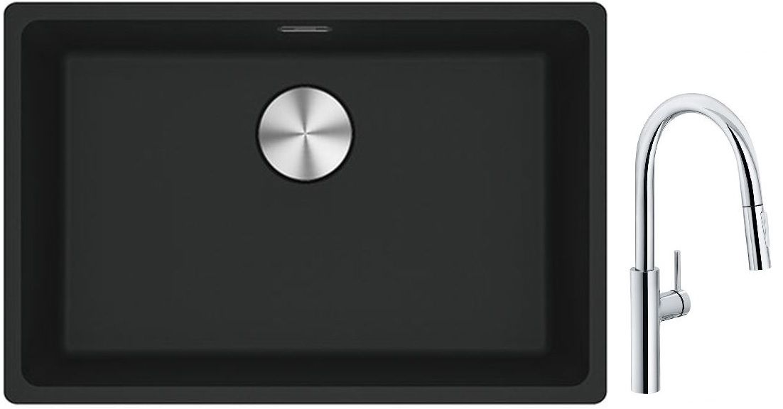 Sada kuchyňská baterie Franke Pescara L Slide-In 115.0538.940, granitový dřez Franke Maris 125.0698.009