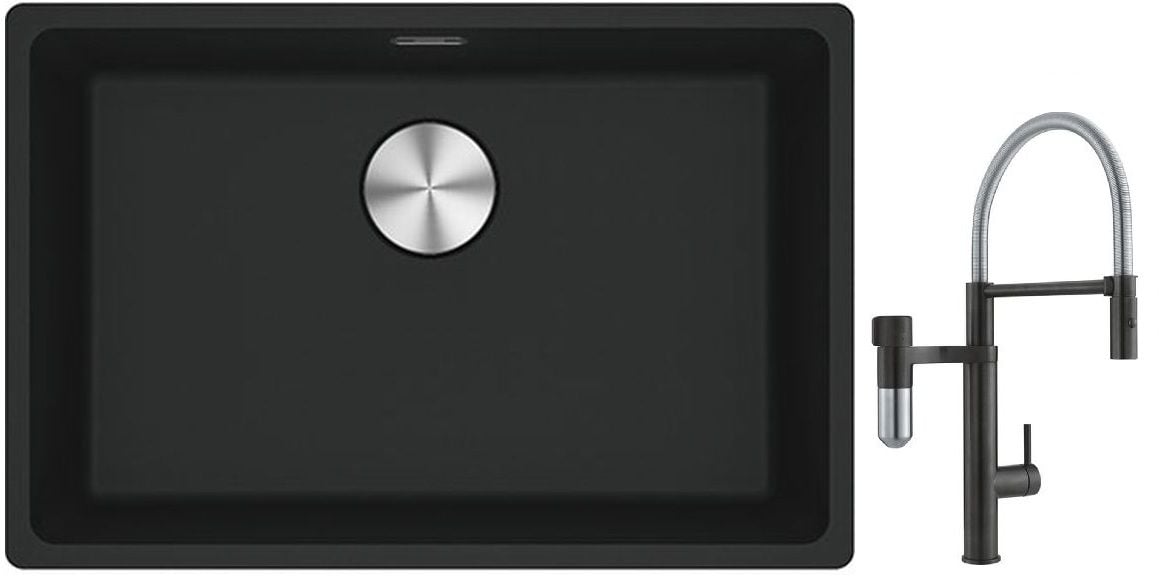 Sada kuchyňská baterie Franke Vital Semi-Pro 120.0621.313, granitový dřez Franke Maris 125.0698.009