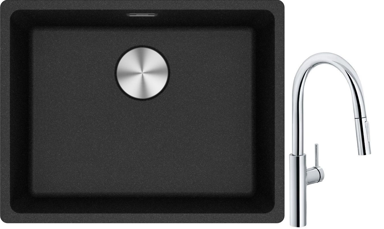 Sada kuchyňská baterie Franke Pescara L Slide-In 115.0538.940, granitový dřez Franke Maris 125.0698.005