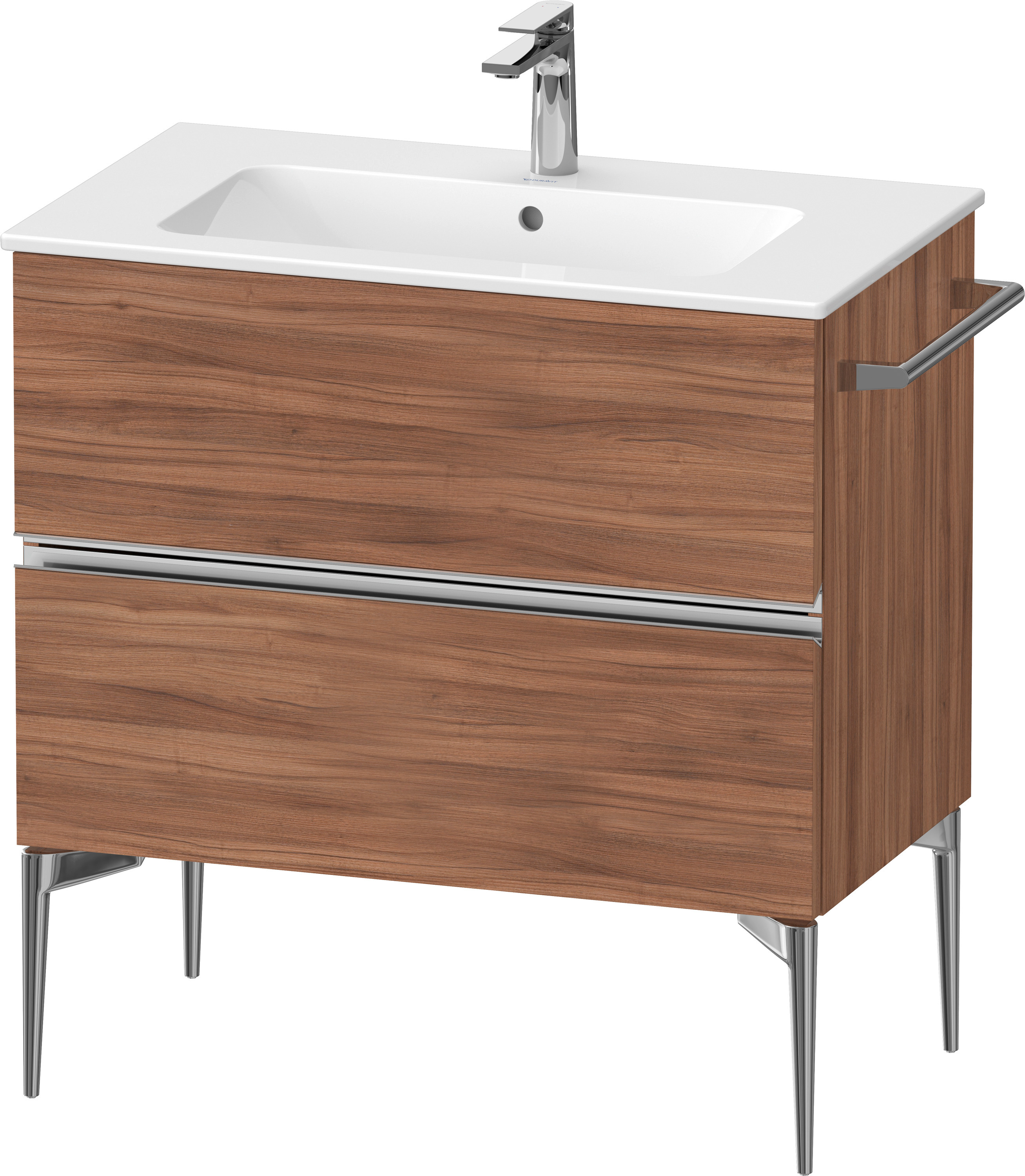 Duravit Sivida skříňka 81x47.7x59.1 cm pod umyvadlo závěsná ořechová-chrom SV4644010790000