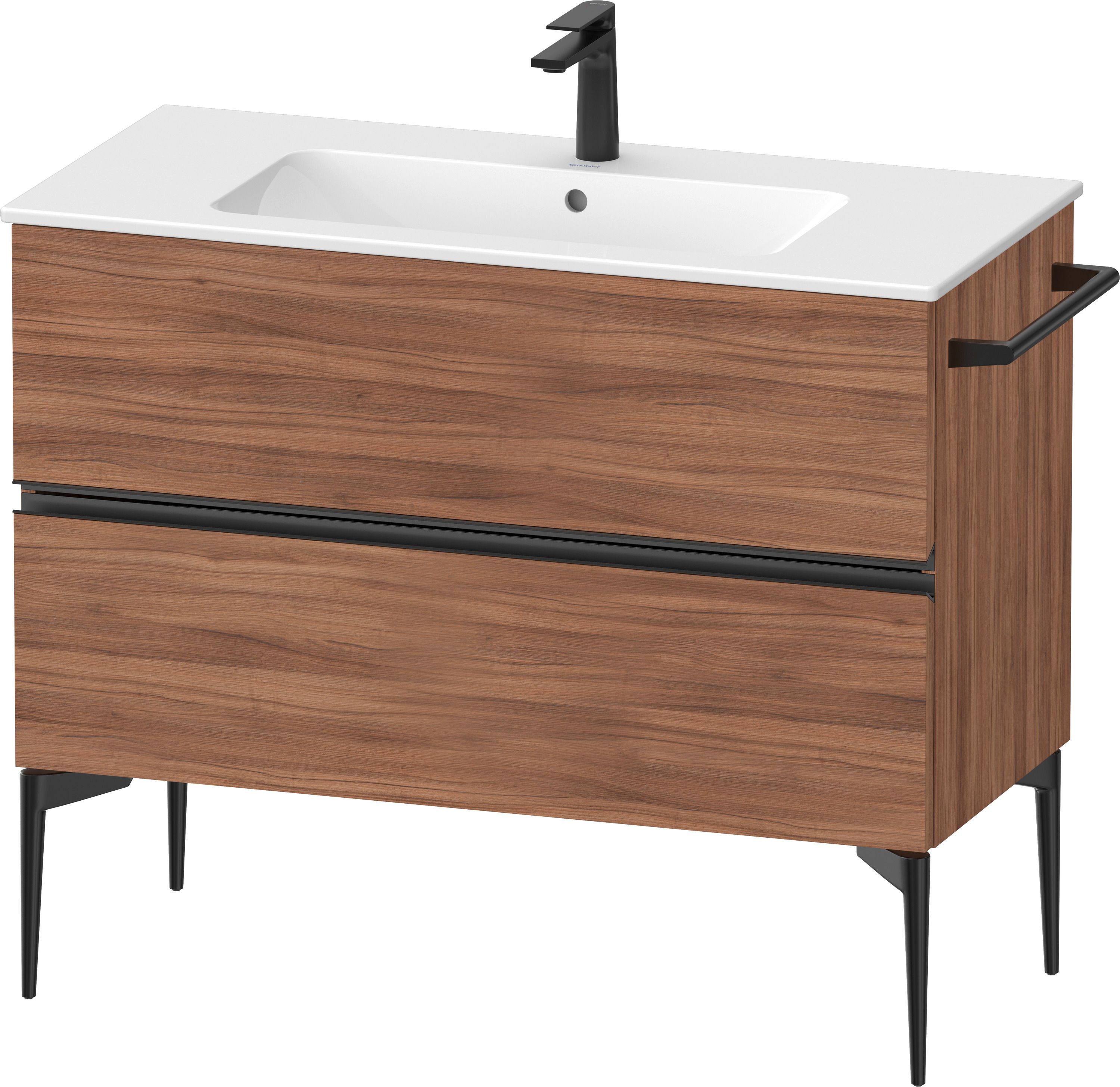 Duravit Sivida skříňka 101x47.7x59.1 cm pod umyvadlo závěsná černá-ořechová SV46450BD790000