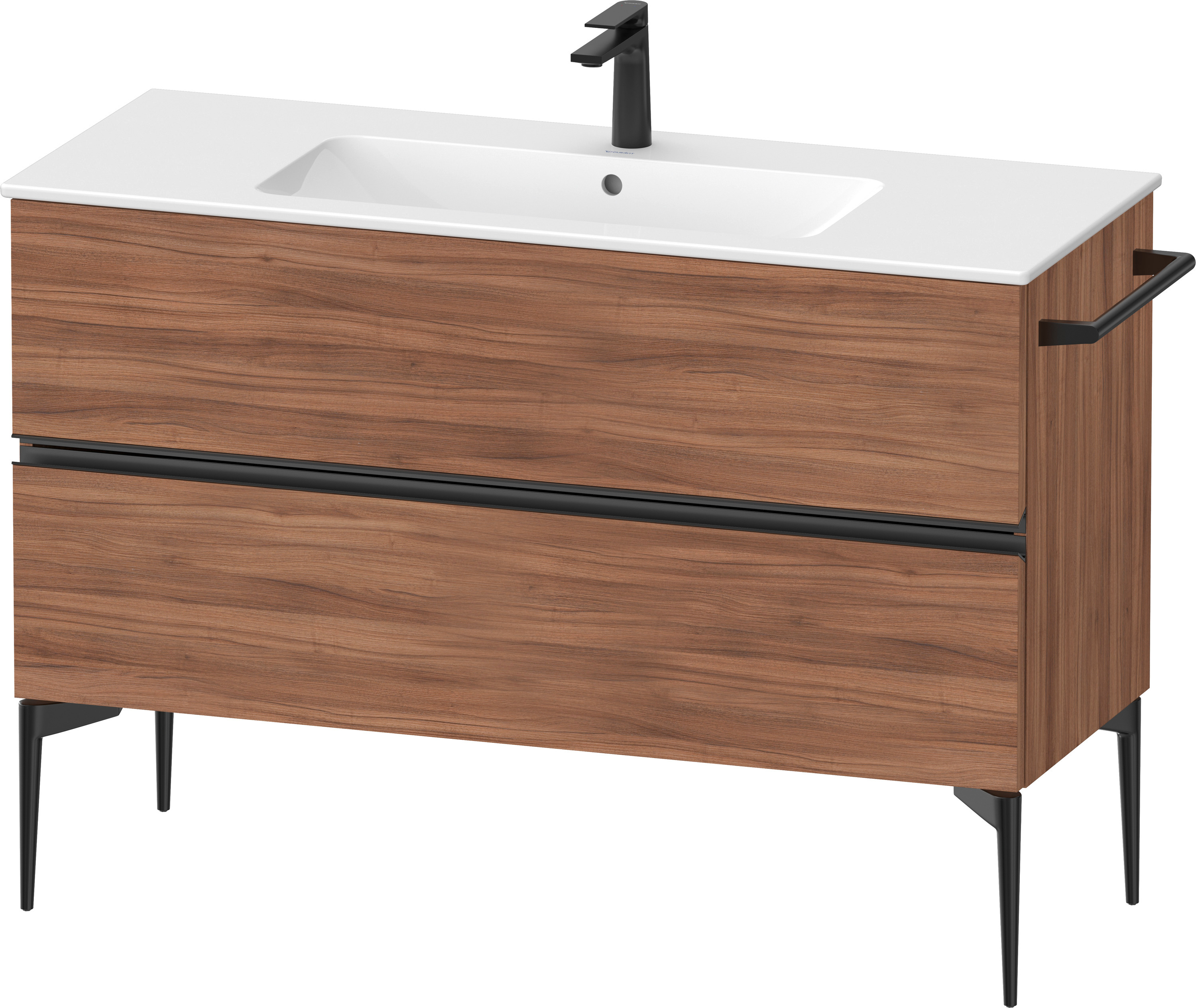 Duravit Sivida skříňka 121x47.7x59.1 cm pod umyvadlo závěsná černá-ořechová SV46460BD790000