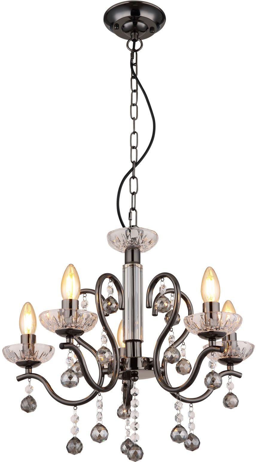 Globo Lighting Camila závěsné svítidlo 5x40 W černá-křišťálová 64134-5
