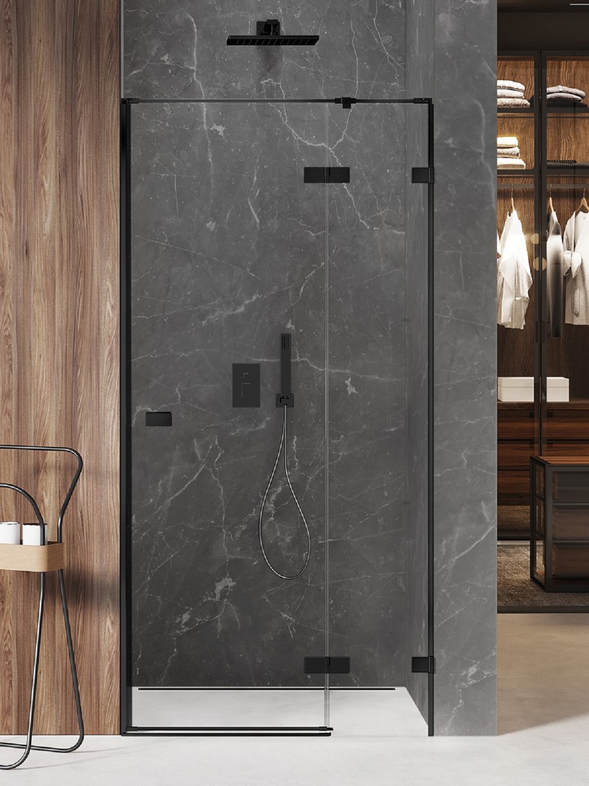 New Trendy Avexa Black sprchové dveře 100 cm sklopné černá matný/průhledné sklo EXK-1551