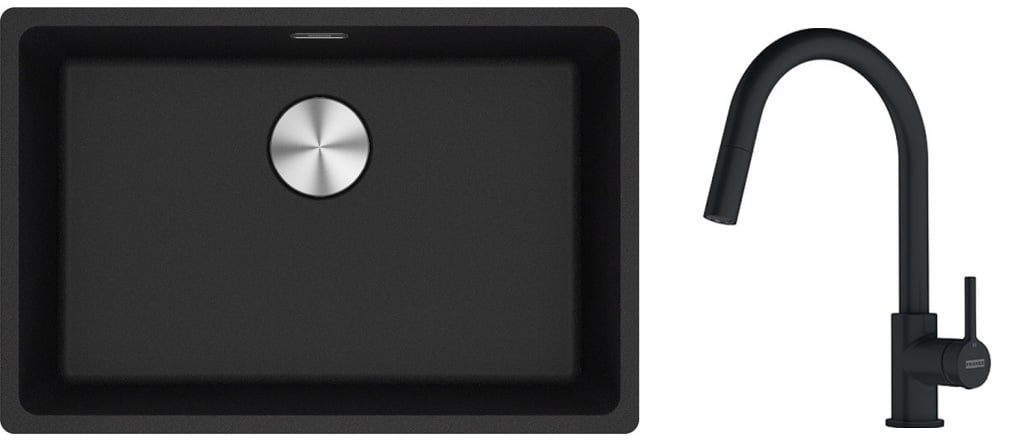 Sada granitový dřez Franke Maris 125.0687.257, kuchyňská baterie Franke Lina 115.0626.053
