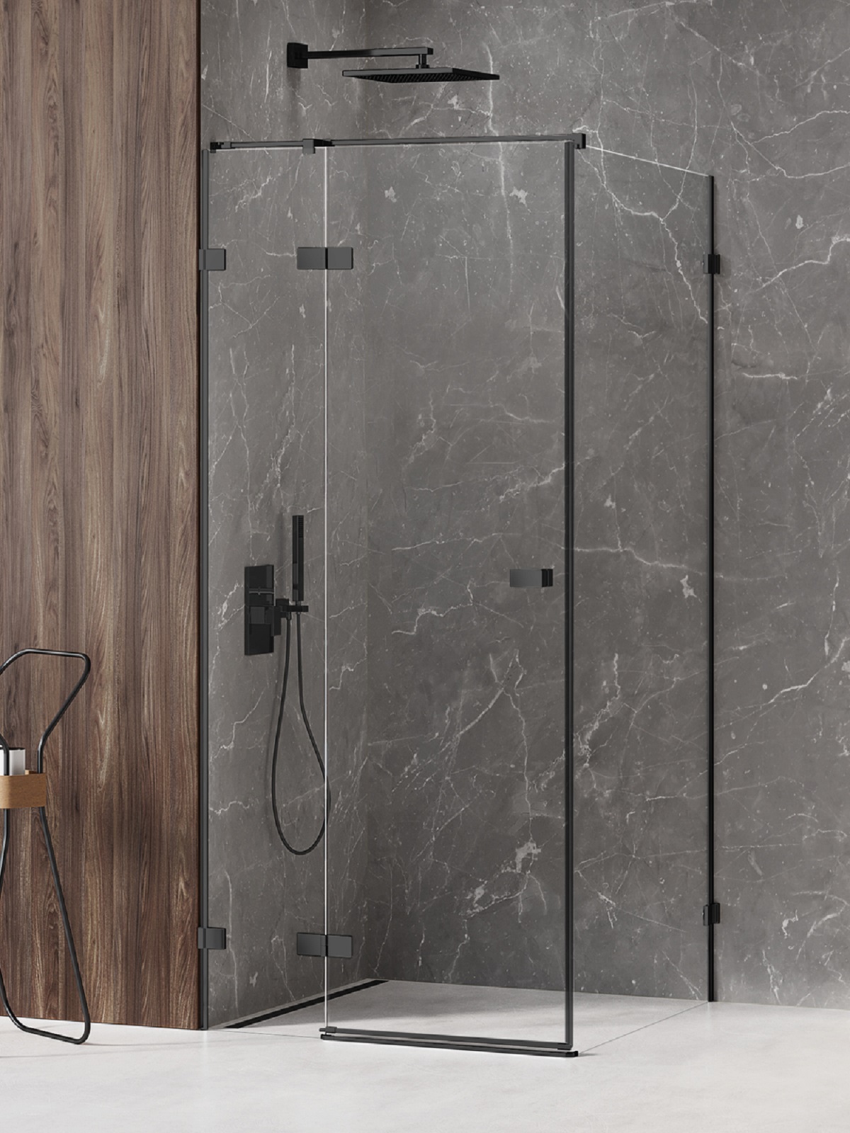 New Trendy Avexa Black sprchový kout 120x110 cm obdélníkový černá matný/průhledné sklo EXK-1832