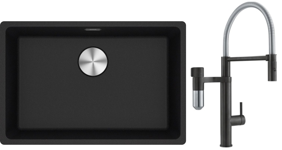 Sada kuchyňská baterie Franke Vital Semi-Pro 120.0621.313, granitový dřez Franke Maris 125.0687.257