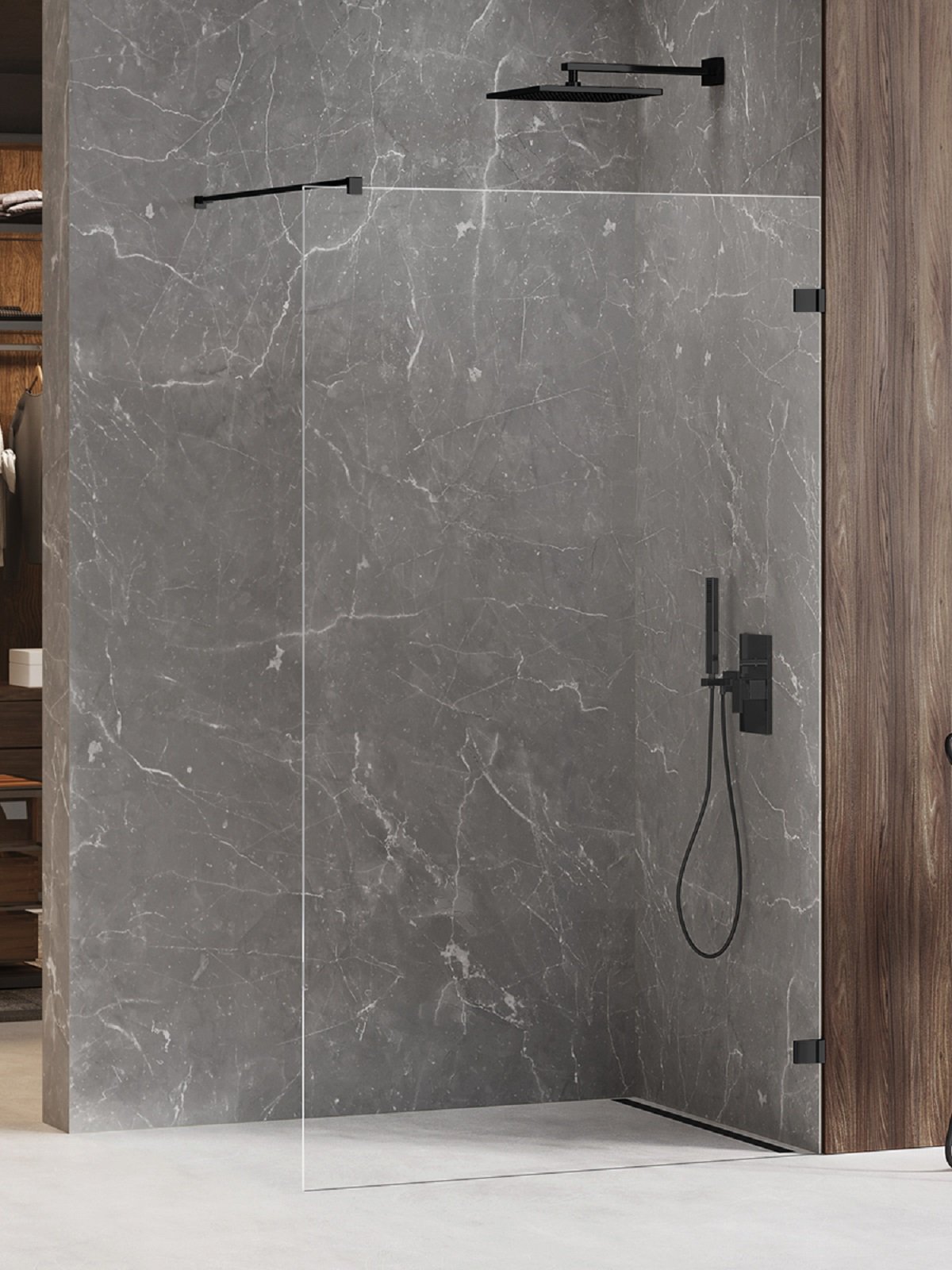 New Trendy Avexa Black sprchová zástěna walk-in 70 cm černá matný/průhledné sklo EXK-1624