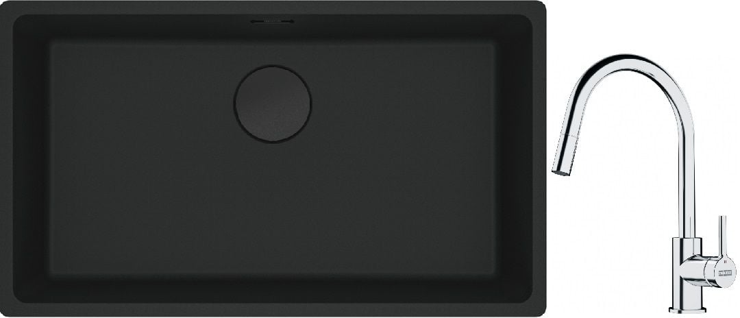 Sada granitový dřez Franke Maris 125.0697.757, kuchyňská baterie Franke Lina 115.0693.229