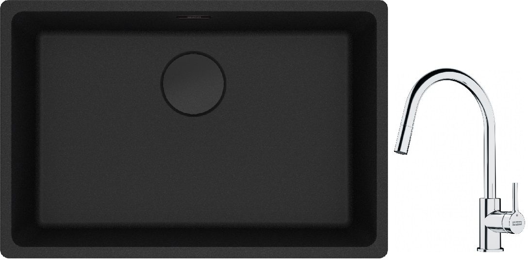 Sada granitový dřez Franke Maris 125.0697.758, kuchyňská baterie Franke Lina 115.0693.229