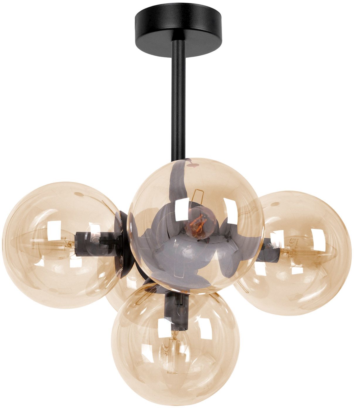 Kaja Piro stropní světlo 5x10 W černá-jantarová K-5367