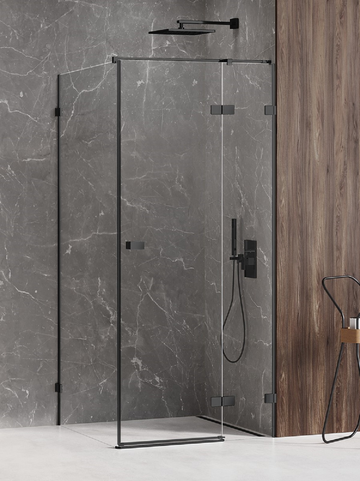 New Trendy Avexa Black sprchový kout 120x110 cm obdélníkový černá matný/průhledné sklo EXK-1605