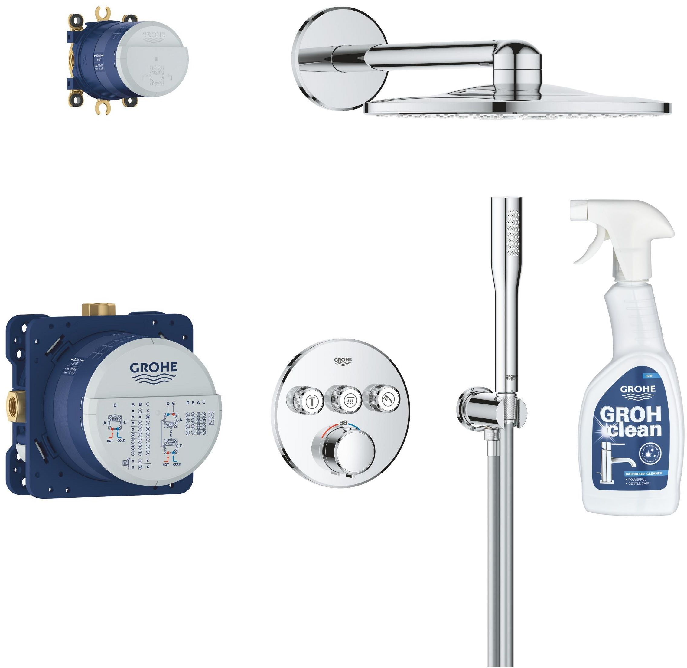Sada sprchová sada Grohe Precision Smartcontrol 34874000, čisticí prostředek na chrom Grohe 48166000
