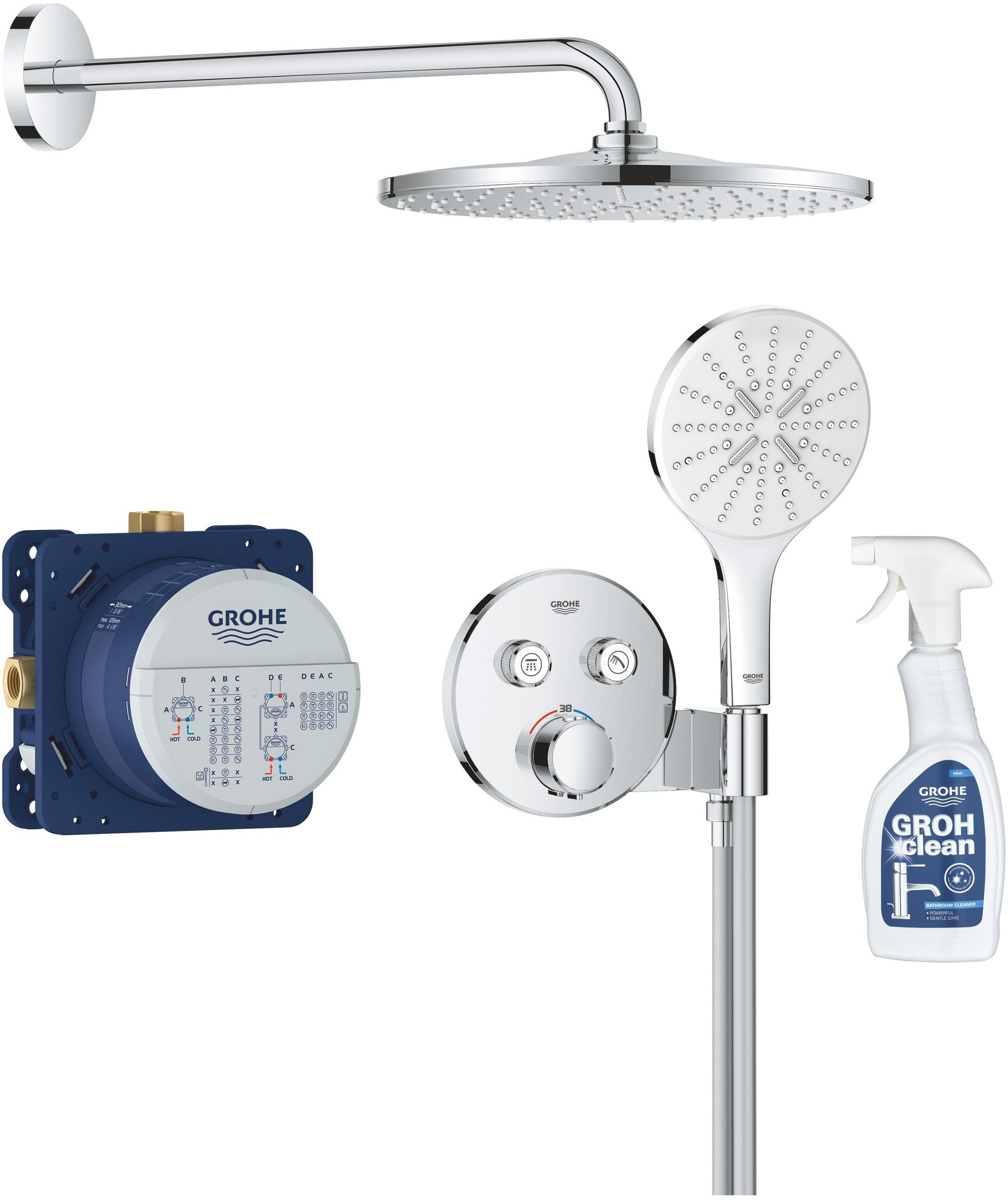 Sada sprchová sada Grohe Precision Smartcontrol 34877000, čisticí prostředek na chrom Grohe 48166000