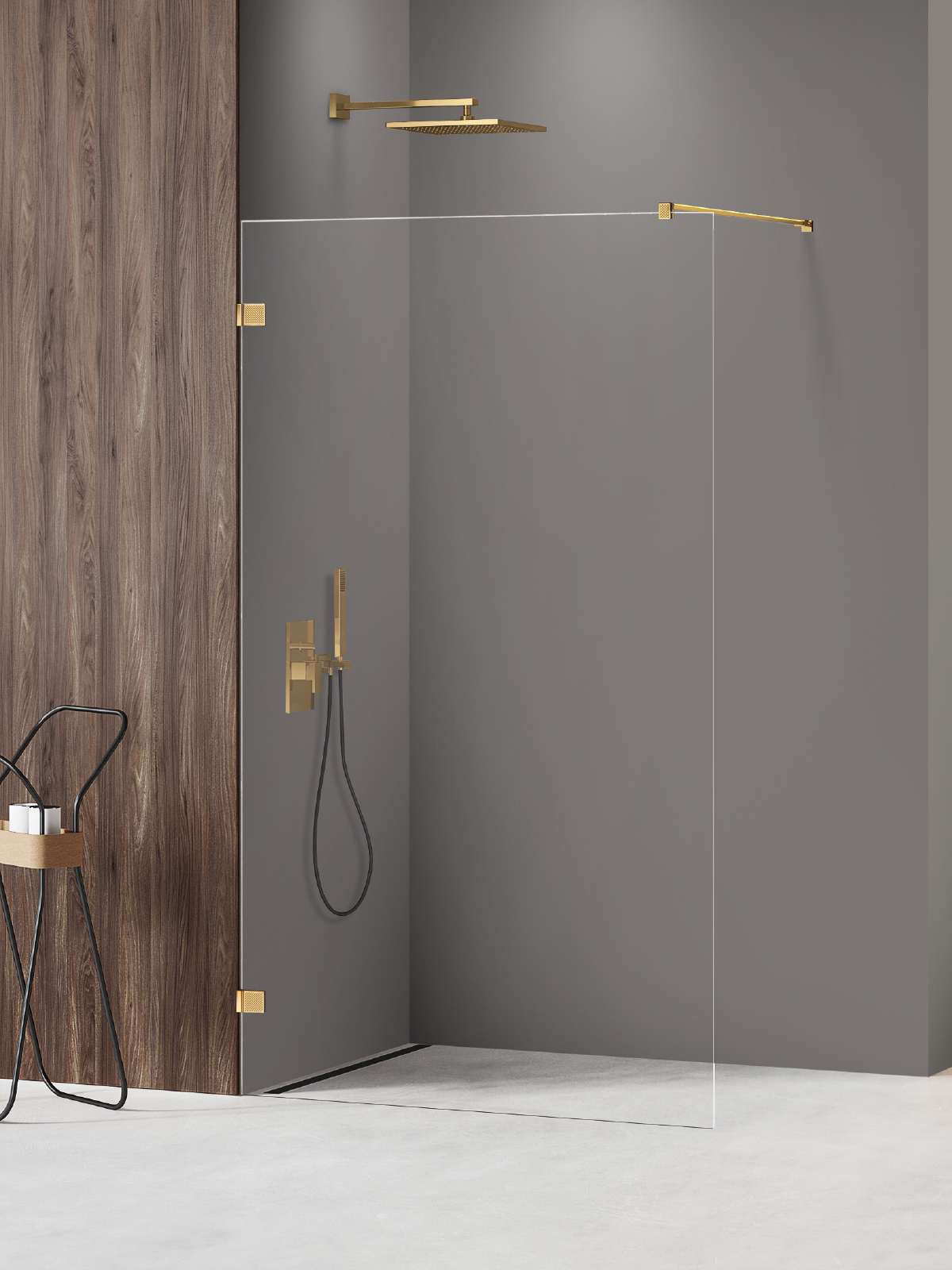 New Trendy Avexa Gold Shine XR sprchová zástěna walk-in 130 cm zlatá lesk/průhledné sklo EXK-6982