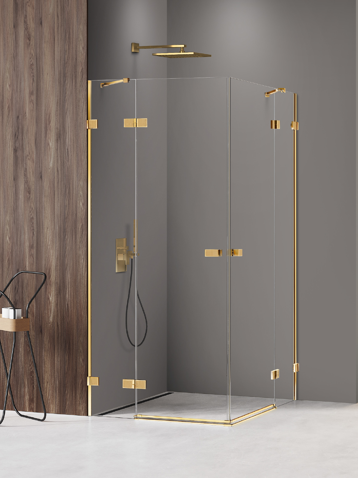 New Trendy Avexa Gold Shine XR sprchový kout 120x110 cm obdélníkový zlatá lesk/průhledné sklo EXK-6829