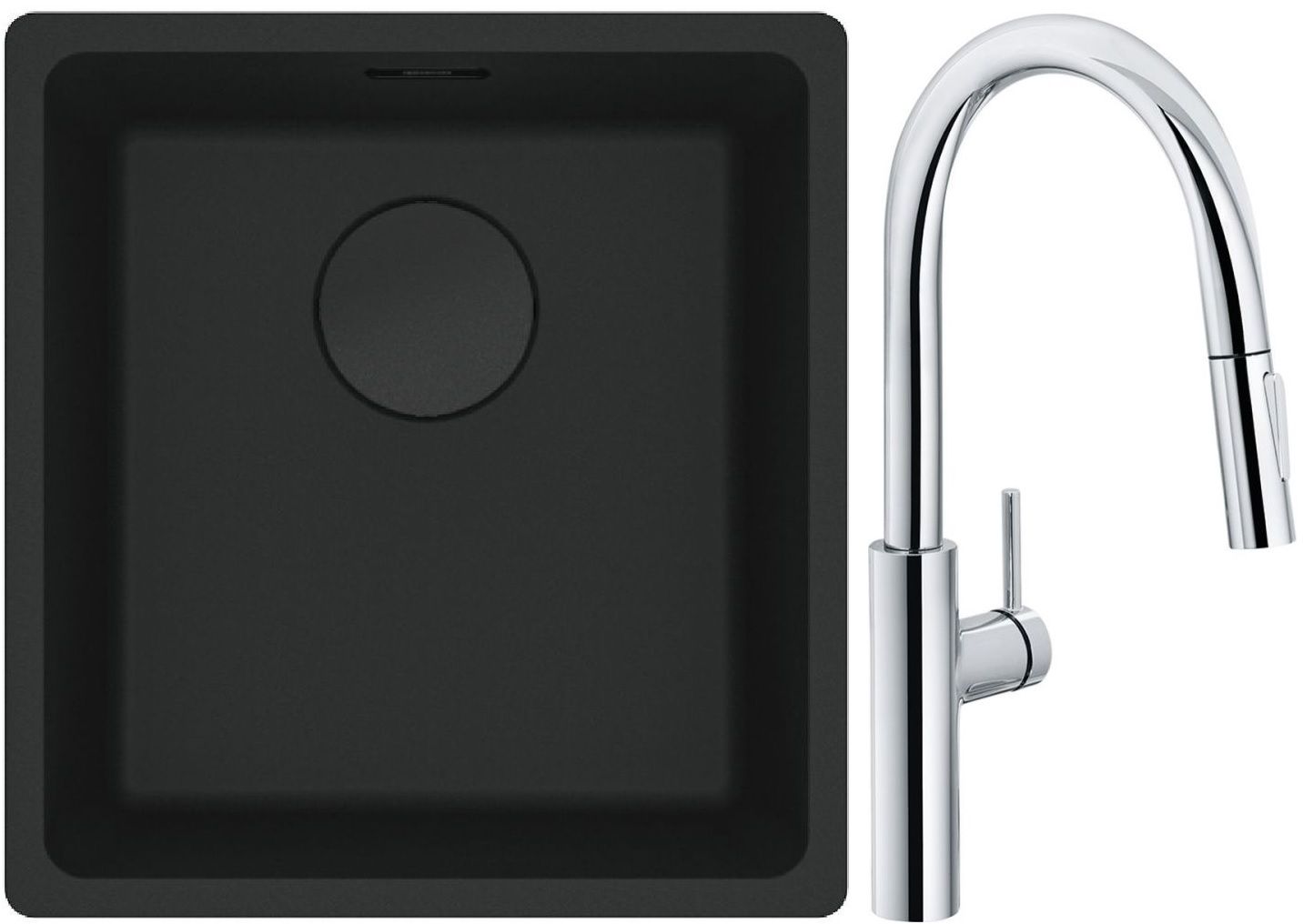 Sada kuchyňská baterie Franke Pescara L Slide-In 115.0538.940, granitový dřez Franke Maris 125.0697.760