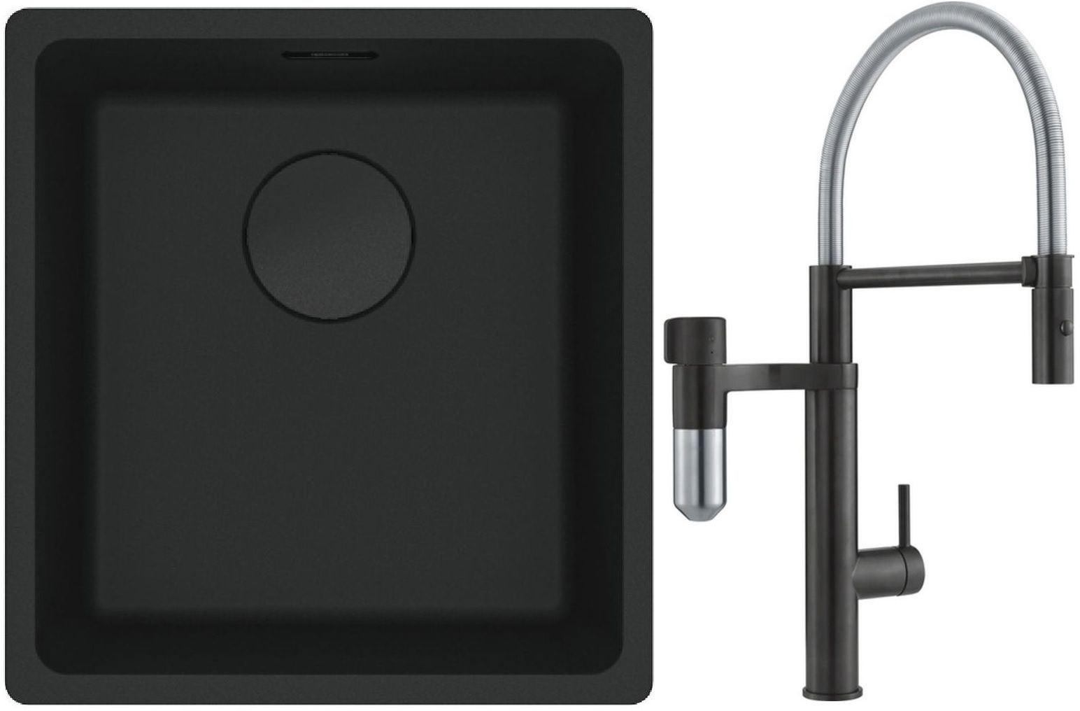 Sada kuchyňská baterie Franke Vital Semi-Pro 120.0621.313, granitový dřez Franke Maris 125.0697.760