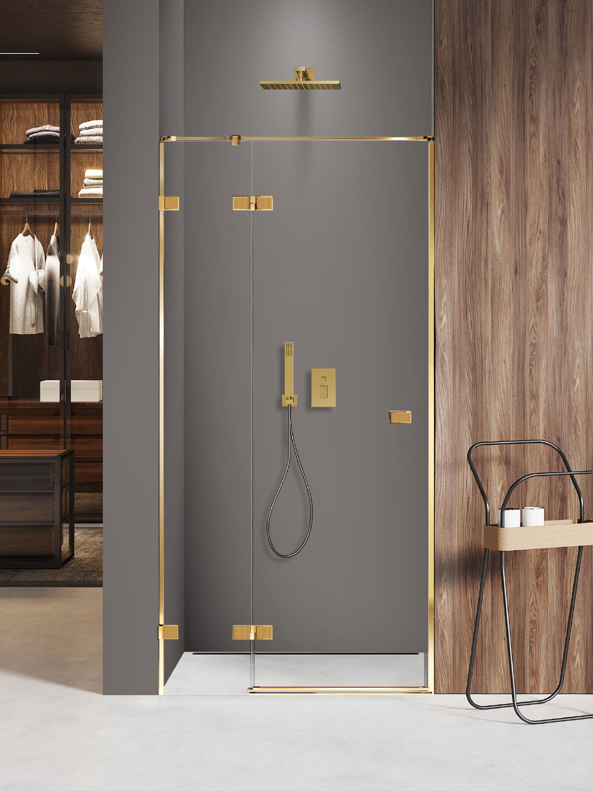 New Trendy Avexa Gold Shine XR sprchové dveře 80 cm sklopné zlatá lesk/průhledné sklo EXK-6736