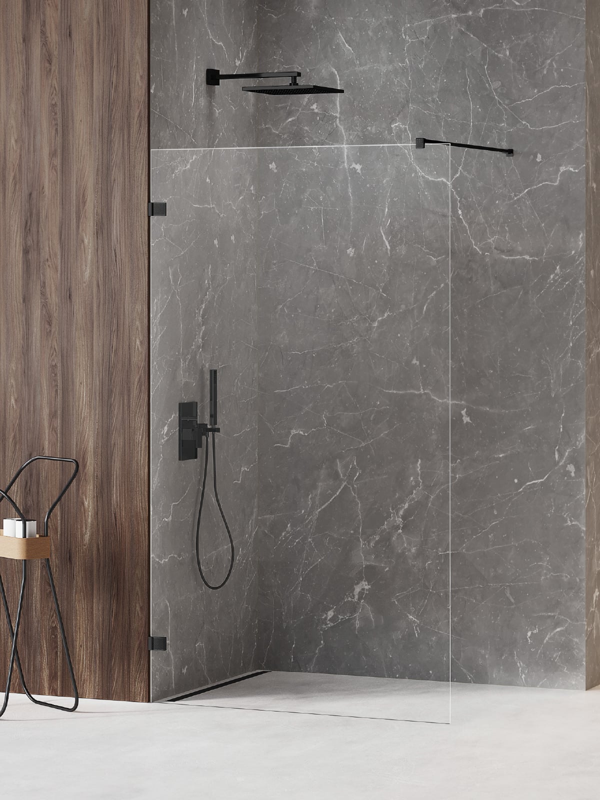 New Trendy Avexa Black XR sprchová zástěna walk-in 70 cm černá matný/průhledné sklo EXK-6966