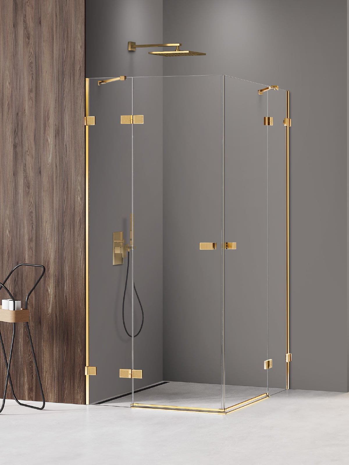 New Trendy Avexa Gold Shine XR sprchový kout 80x80 cm čtvercový zlatá lesk/průhledné sklo EXK-6810
