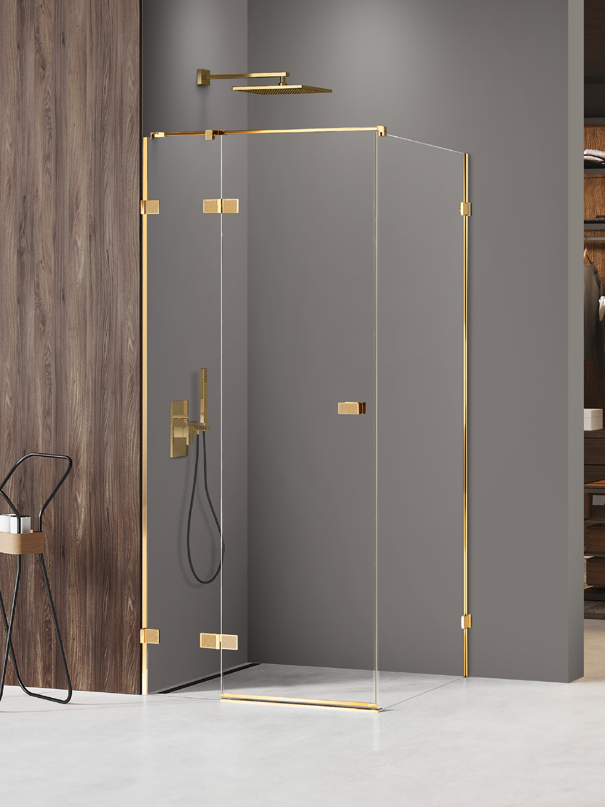 New Trendy Avexa Gold Shine XR sprchový kout 110x100 cm obdélníkový zlatá lesk/průhledné sklo EXK-6796