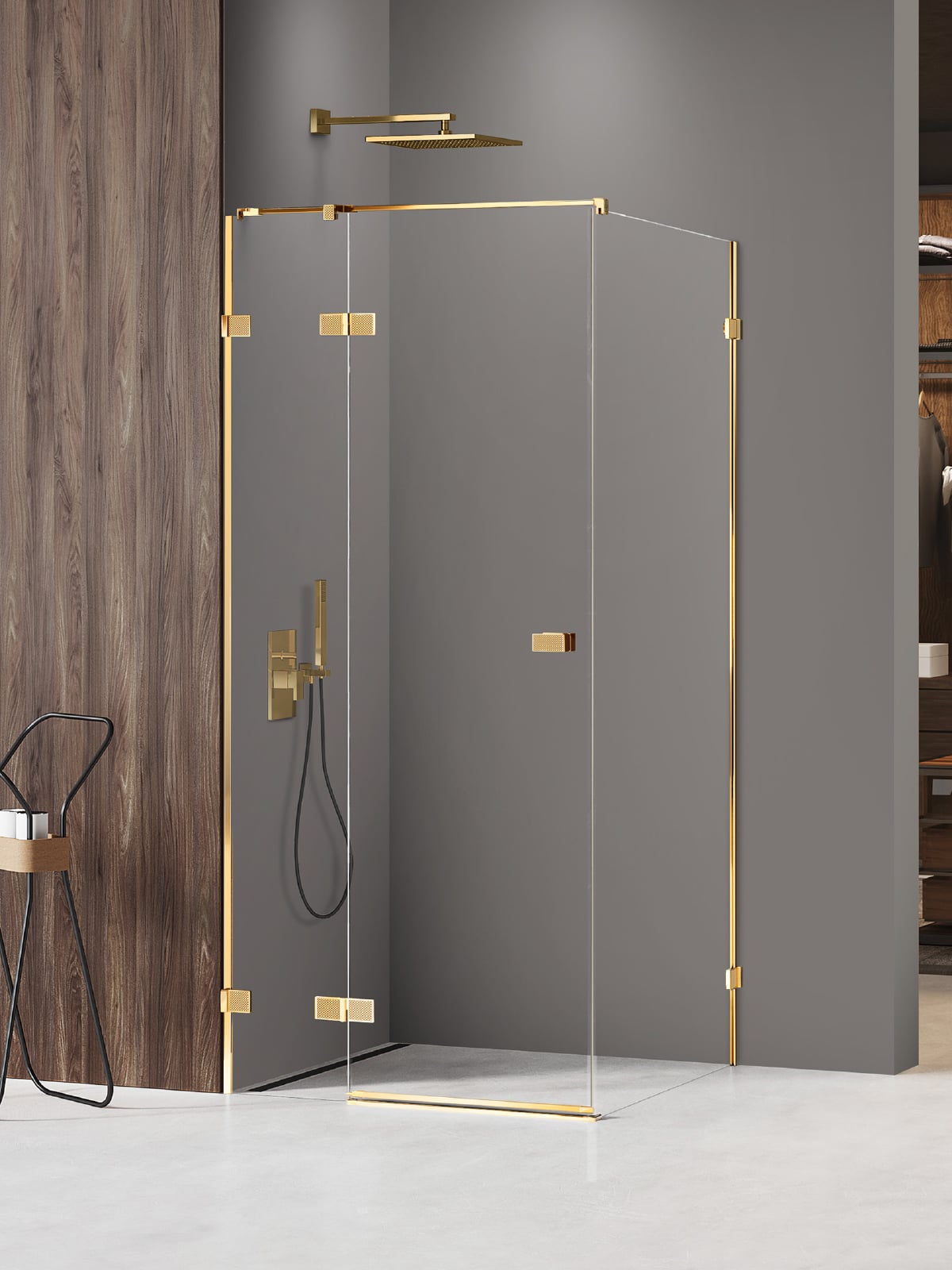 New Trendy Avexa Gold Shine XR sprchový kout 80x80 cm čtvercový zlatá lesk/průhledné sklo EXK-6781