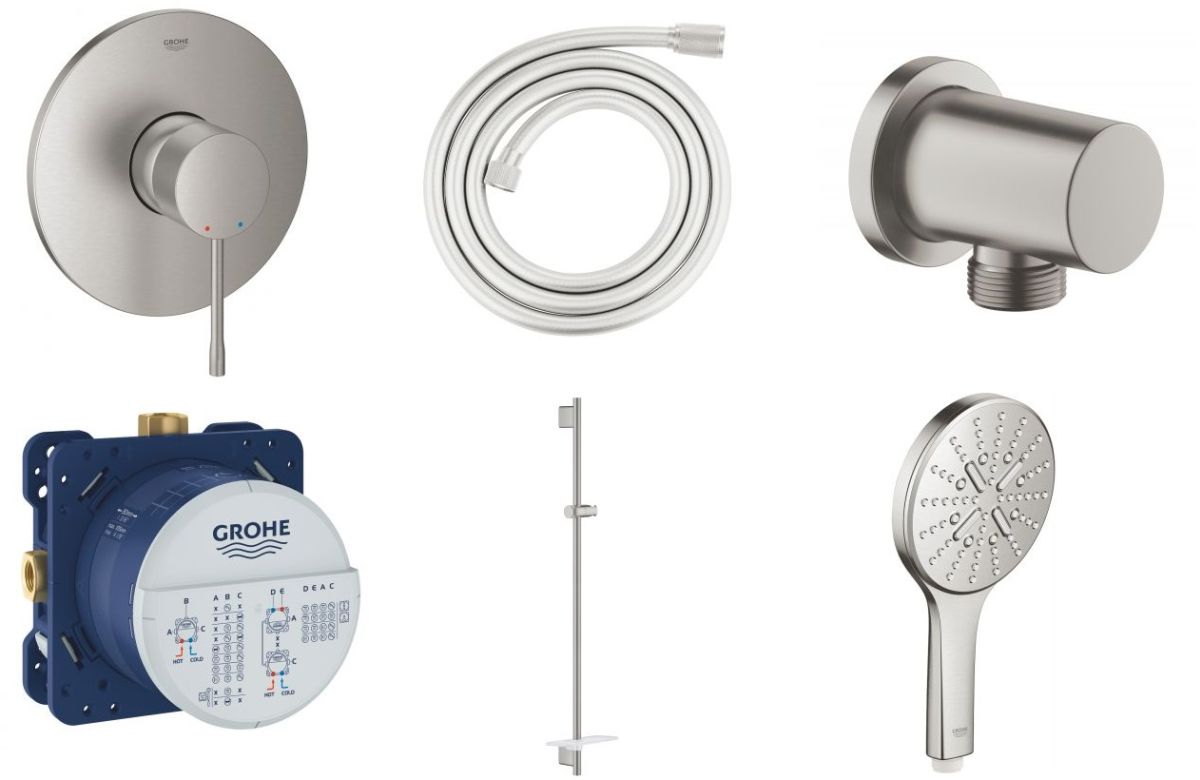 Sada sprchová baterie Grohe Essence 24057DC1, sprchová tyč Grohe Rainshower 26603DC0, 26574DC0, 27057DC0, 35600000, 28388DC0