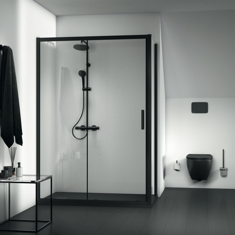 Ideal Standard Connect 2 sprchové dveře 140 cm posuvné černá matný/průhledné sklo K9278V3