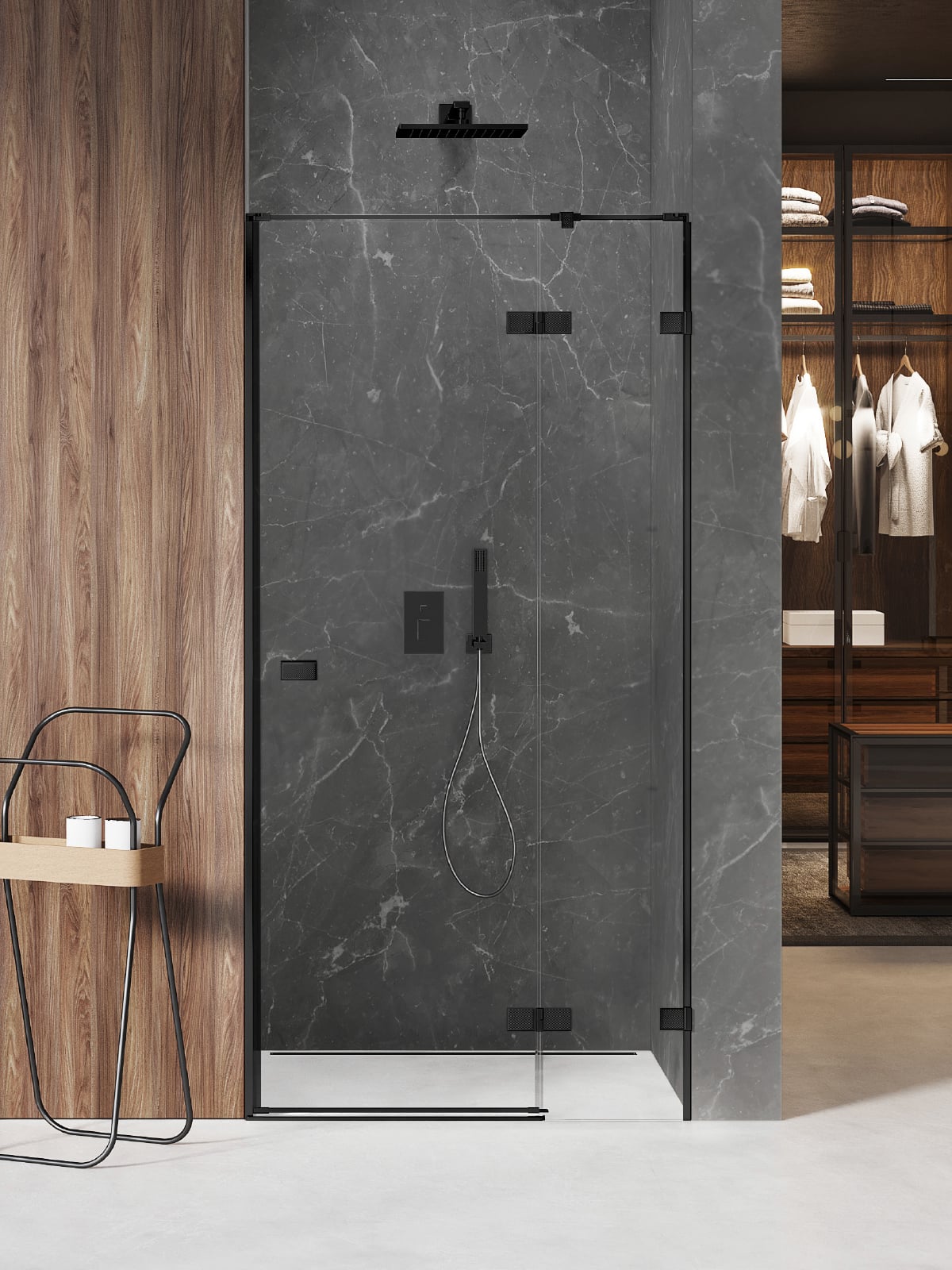 New Trendy Avexa Black XR sprchové dveře 120 cm sklopné černá matný/průhledné sklo EXK-6843