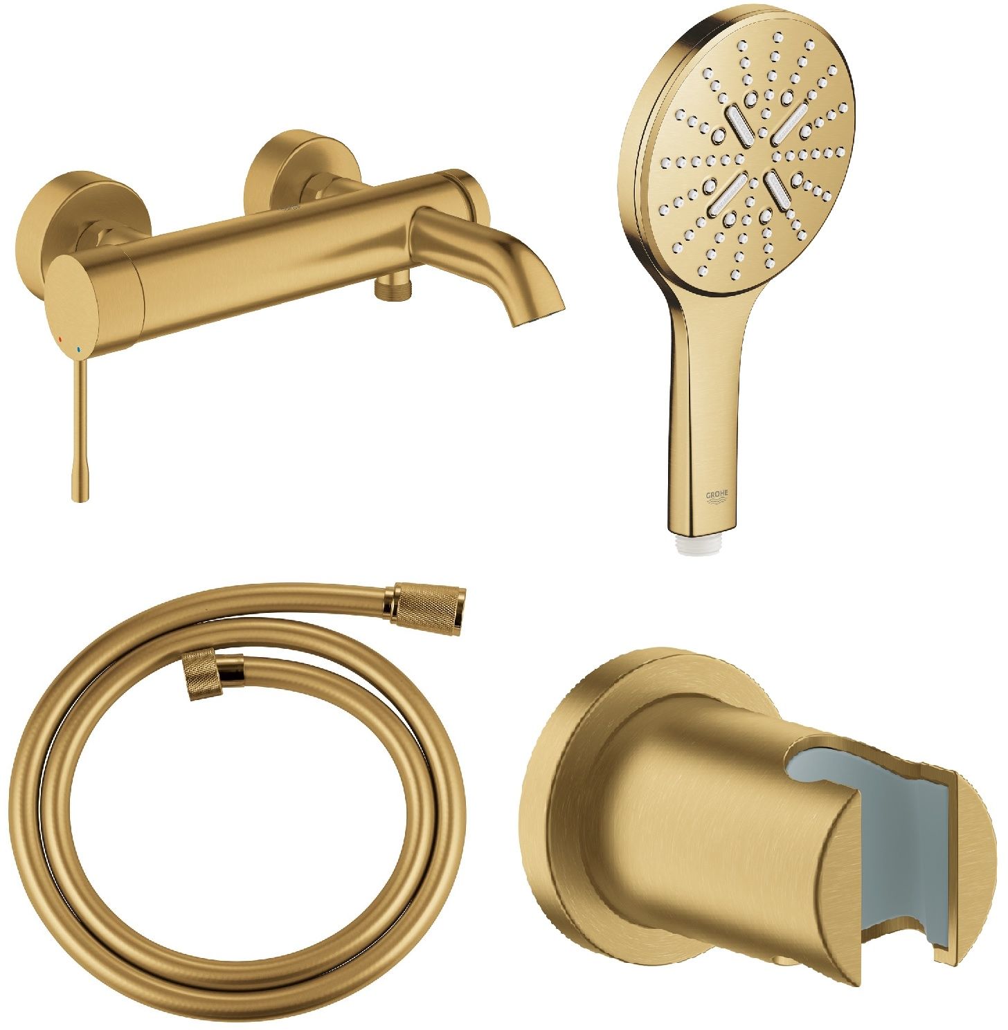 Sada vanová baterie Grohe Essence 33624GN1, sprchová hlavice Grohe Rainshower 26574GN0, 27074GN0, 28362GL0