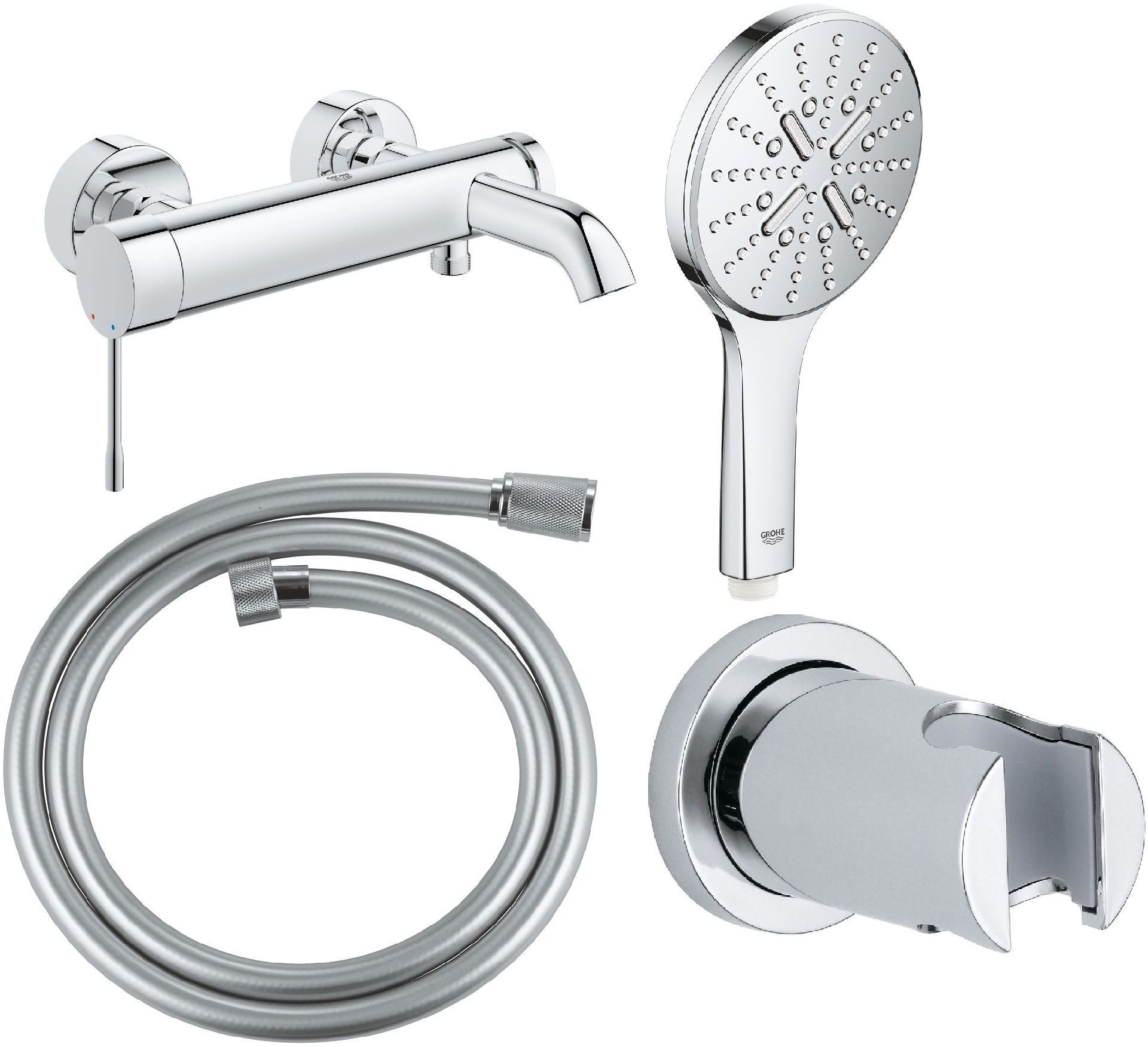 Sada vanová baterie Grohe Essence 33624001, sprchová hlavice Grohe Rainshower 26574000, 27074000, 22112000