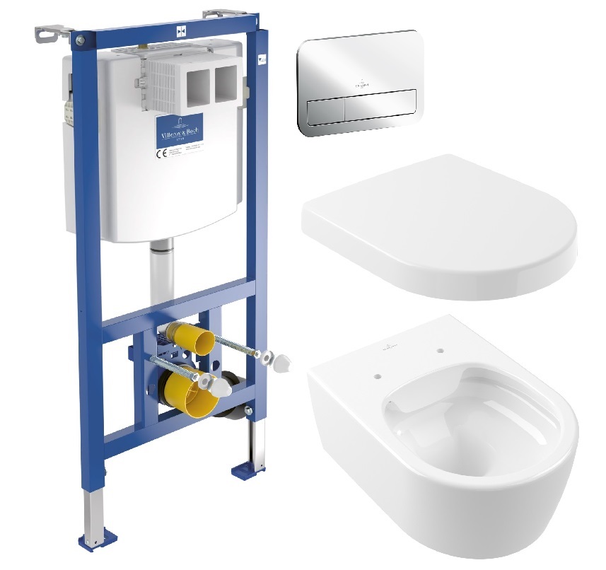 Sada záchodová mísa Villeroy & Boch Avento 5656R001, podomítkový WC modul Villeroy & Boch ViConnect 92246100, 9M77C101, 92249061