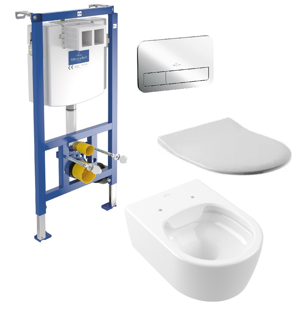 Sada záchodová mísa Villeroy & Boch Avento 5656R001, podomítkový WC modul Villeroy & Boch ViConnect 92246100, 9M87S101, 92249061