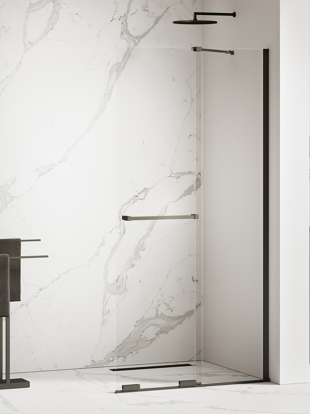 New Trendy Smart Black sprchová zástěna walk-in 130 cm černá matný/průhledné sklo EXK-6679-WU