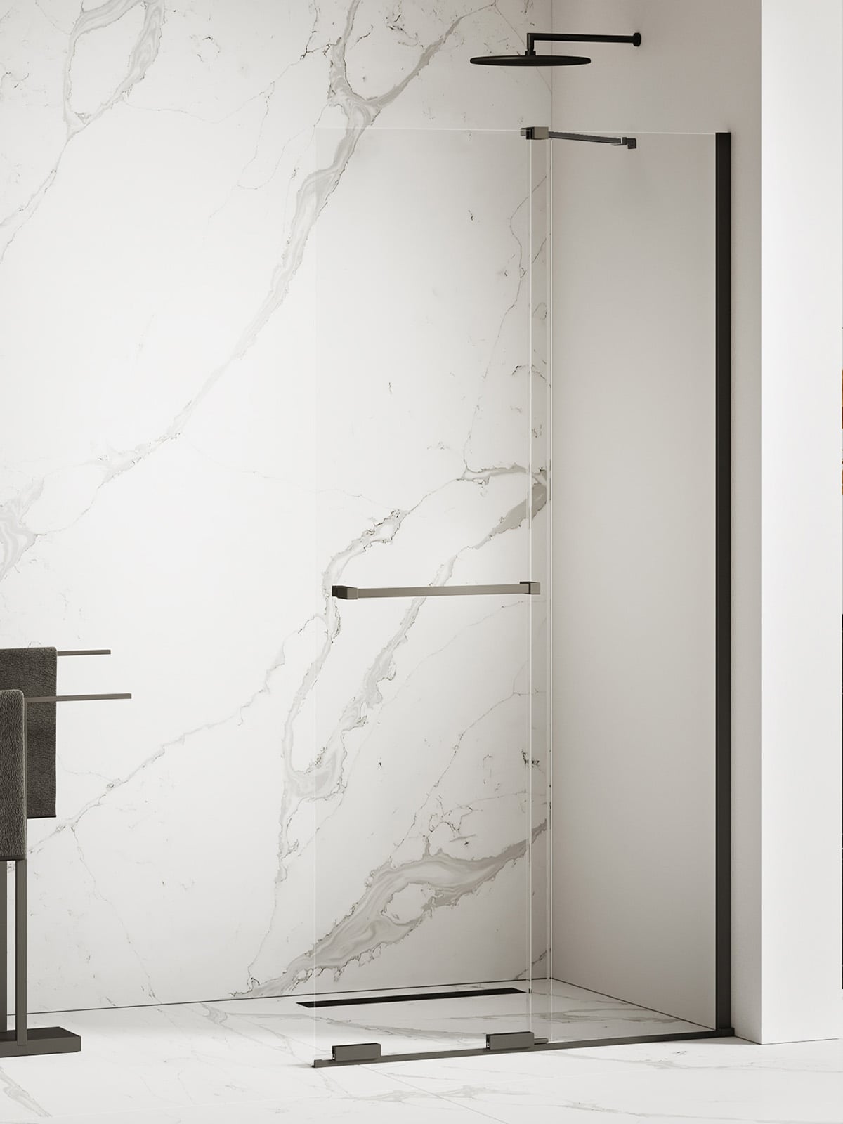 New Trendy Smart Black sprchová zástěna walk-in 140 cm černá matný/průhledné sklo EXK-6680-WU
