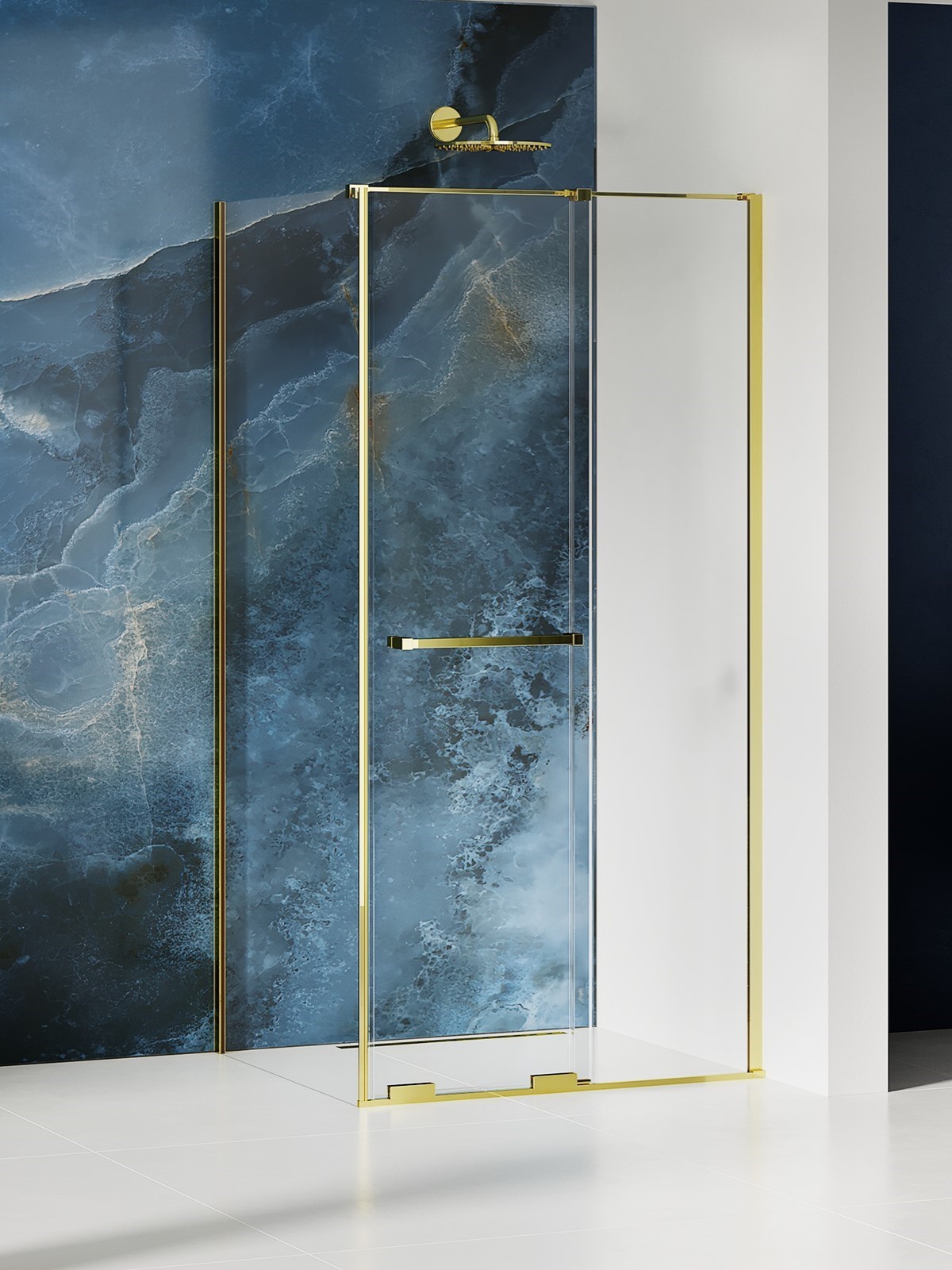 New Trendy Smart Light Gold sprchový kout 140x110 cm obdélníkový zlatá lesk/průhledné sklo EXK-6715
