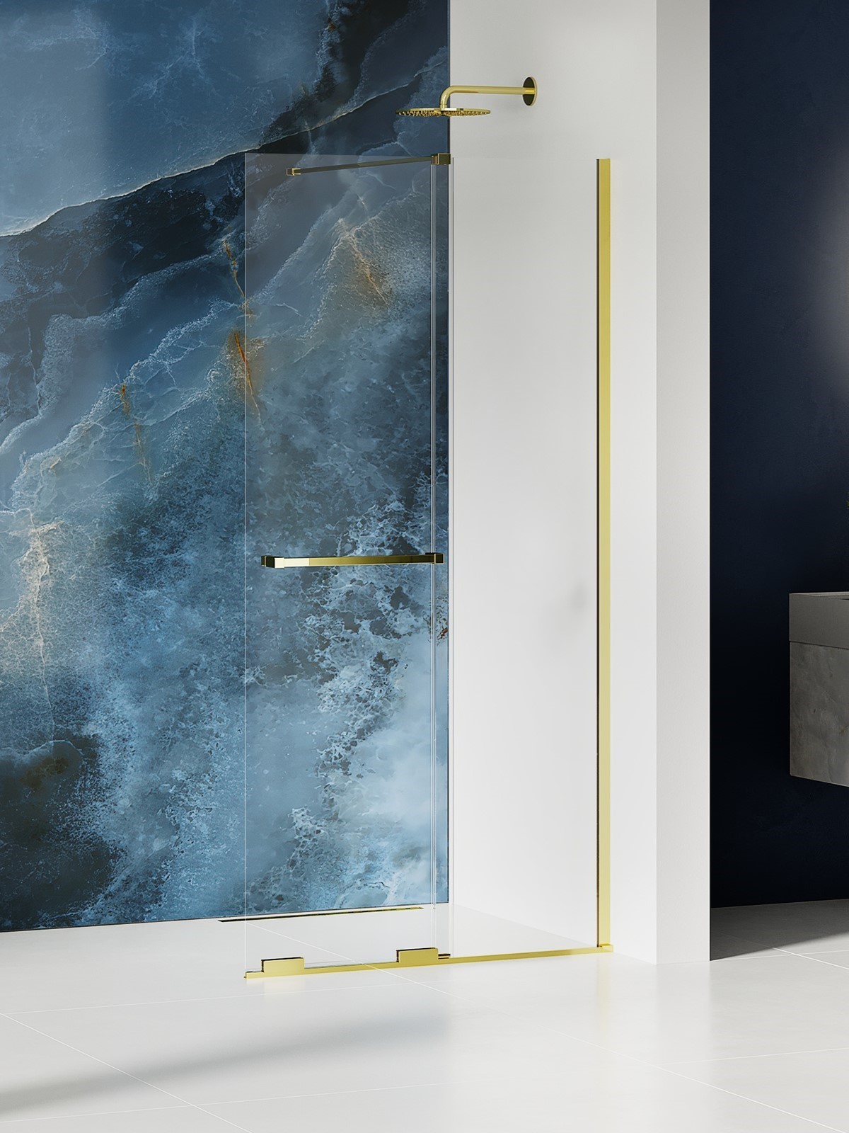 New Trendy Smart Light Gold sprchová zástěna walk-in 140 cm zlatá lesk/průhledné sklo EXK-6733