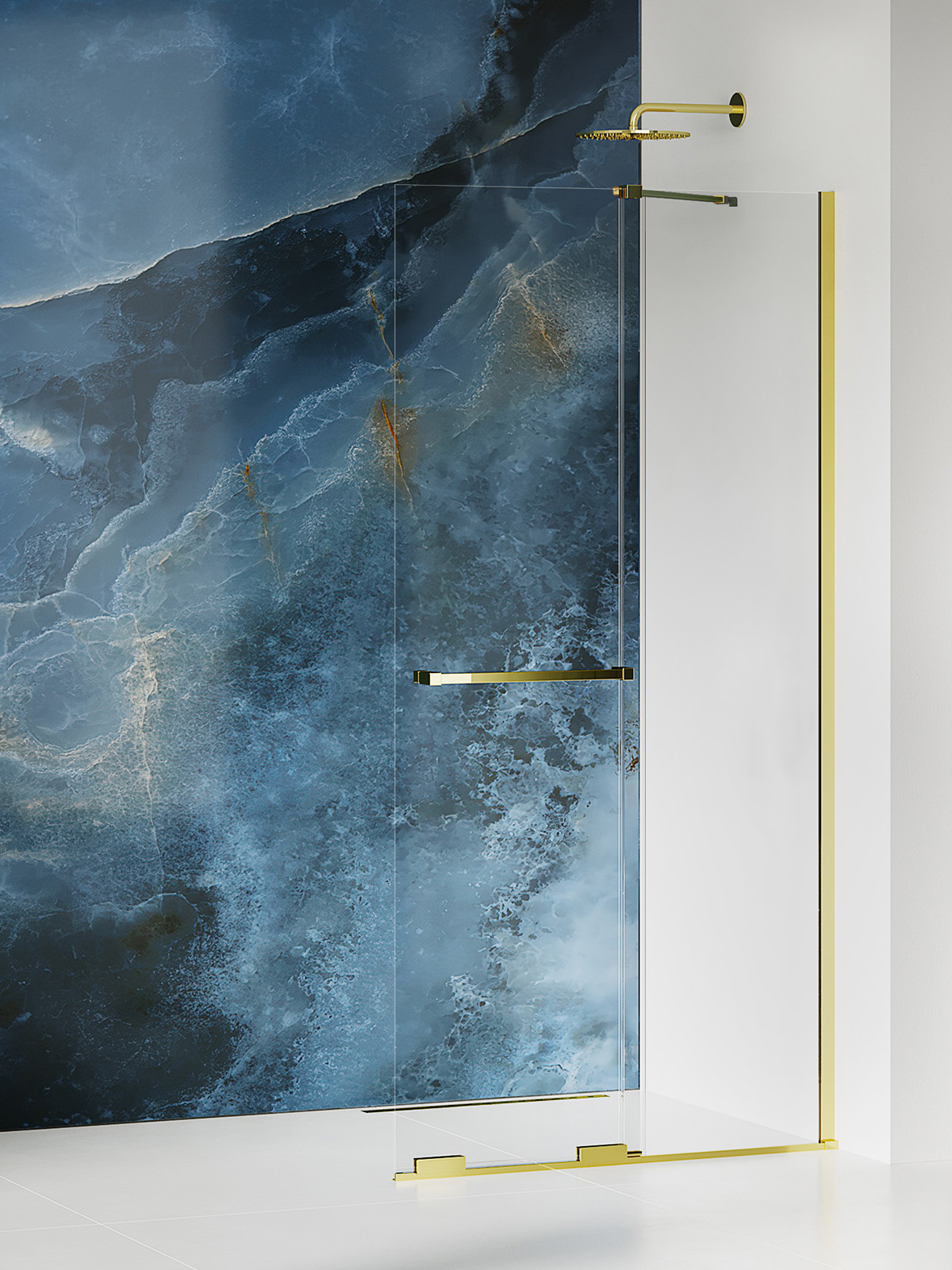 New Trendy Smart Light Gold sprchová zástěna walk-in 150 cm zlatá lesk/průhledné sklo EXK-6734-WU