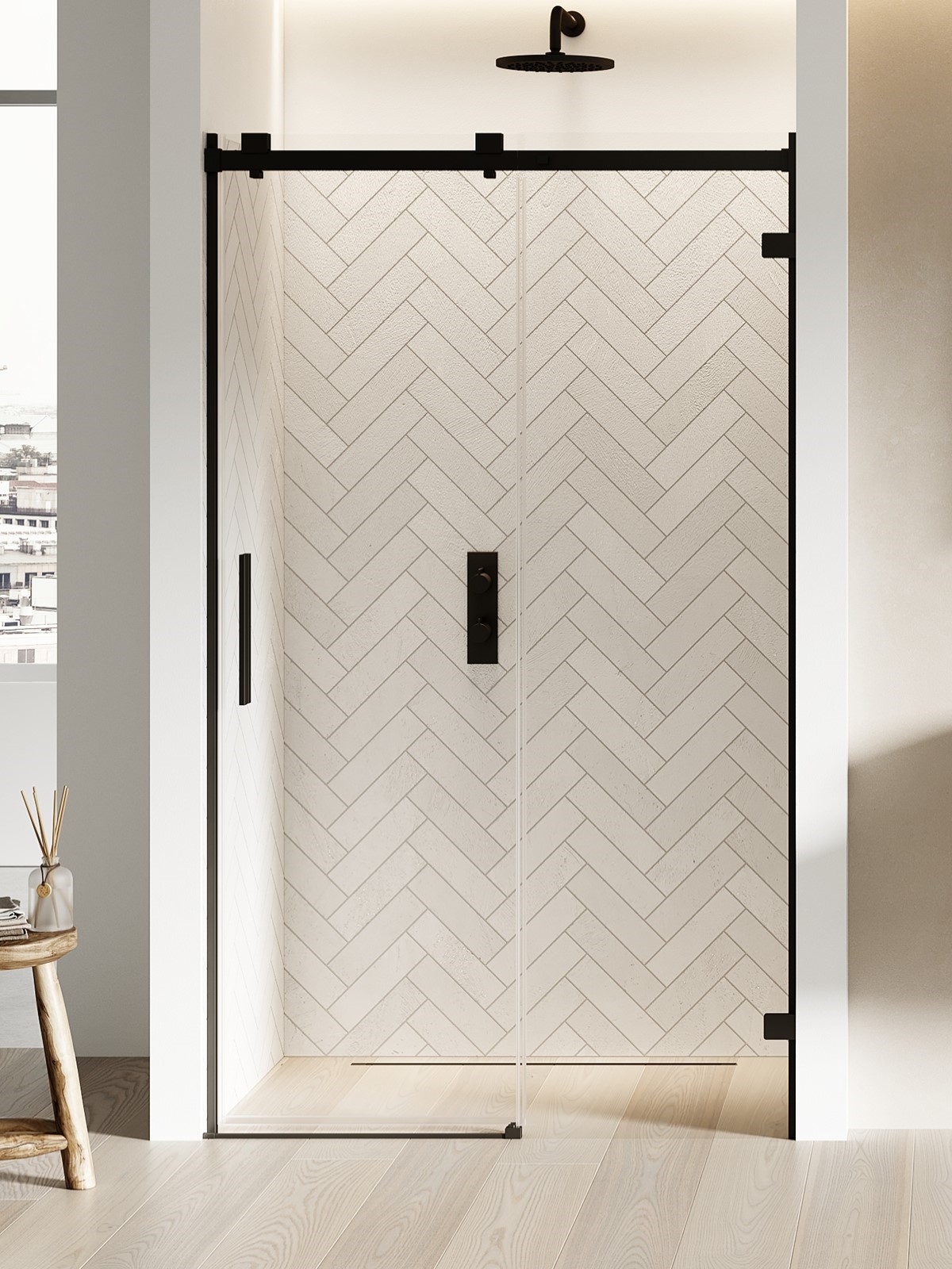 New Trendy Softi X Black sprchové dveře 160 cm posuvné černá matný/průhledné sklo EXK-5364