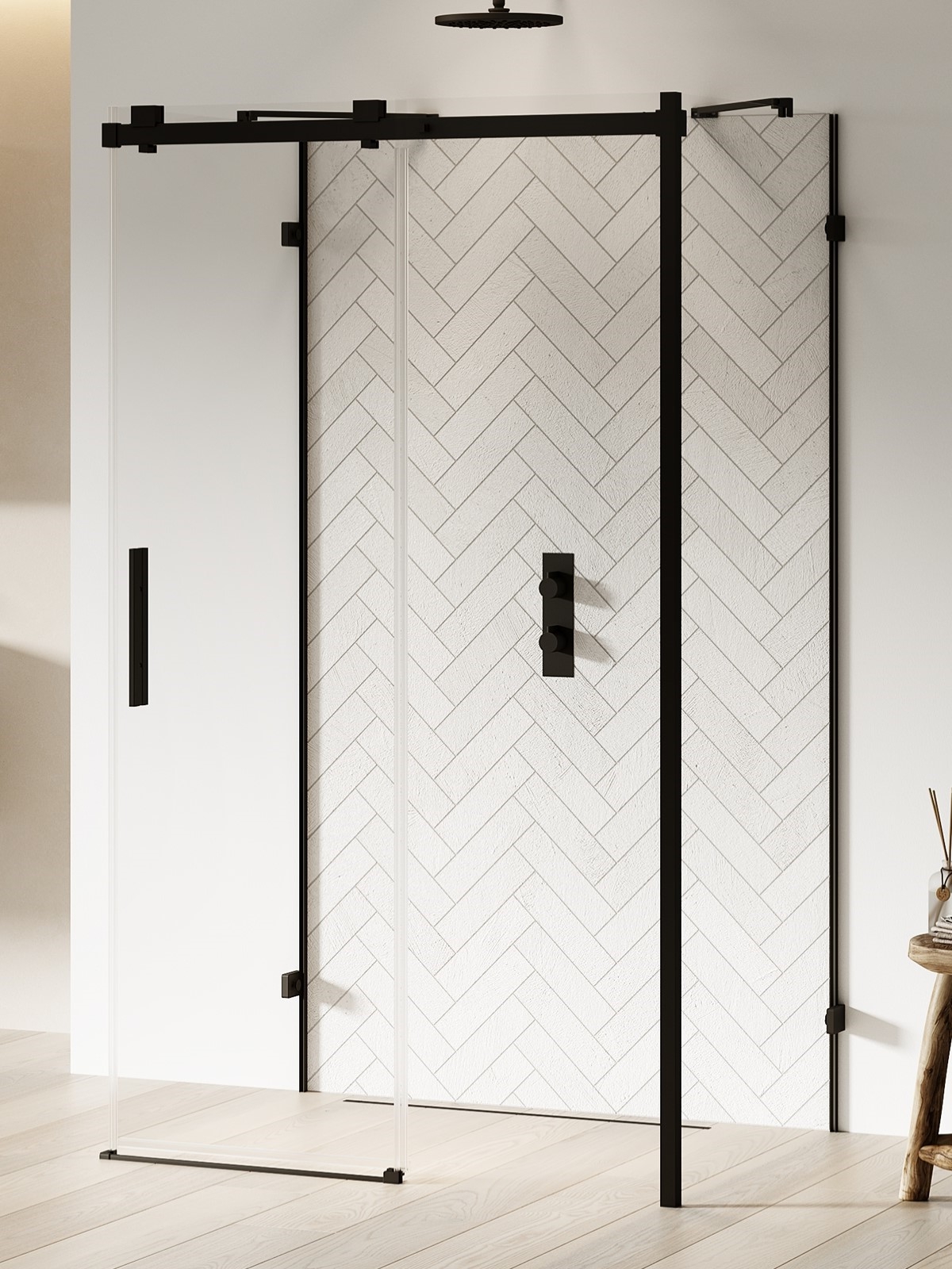 New Trendy Softi X Black sprchový kout 140x80 cm obdélníkový černá matný/průhledné sklo EXK-5450