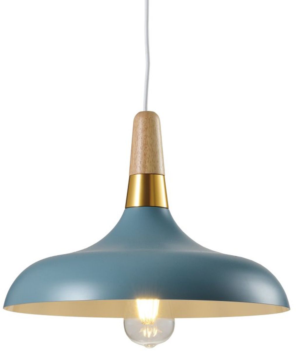 GTV Skandi lampa wisząca 1x40 W złota-niebieska-drewno OS-SKAN3-25-DEC