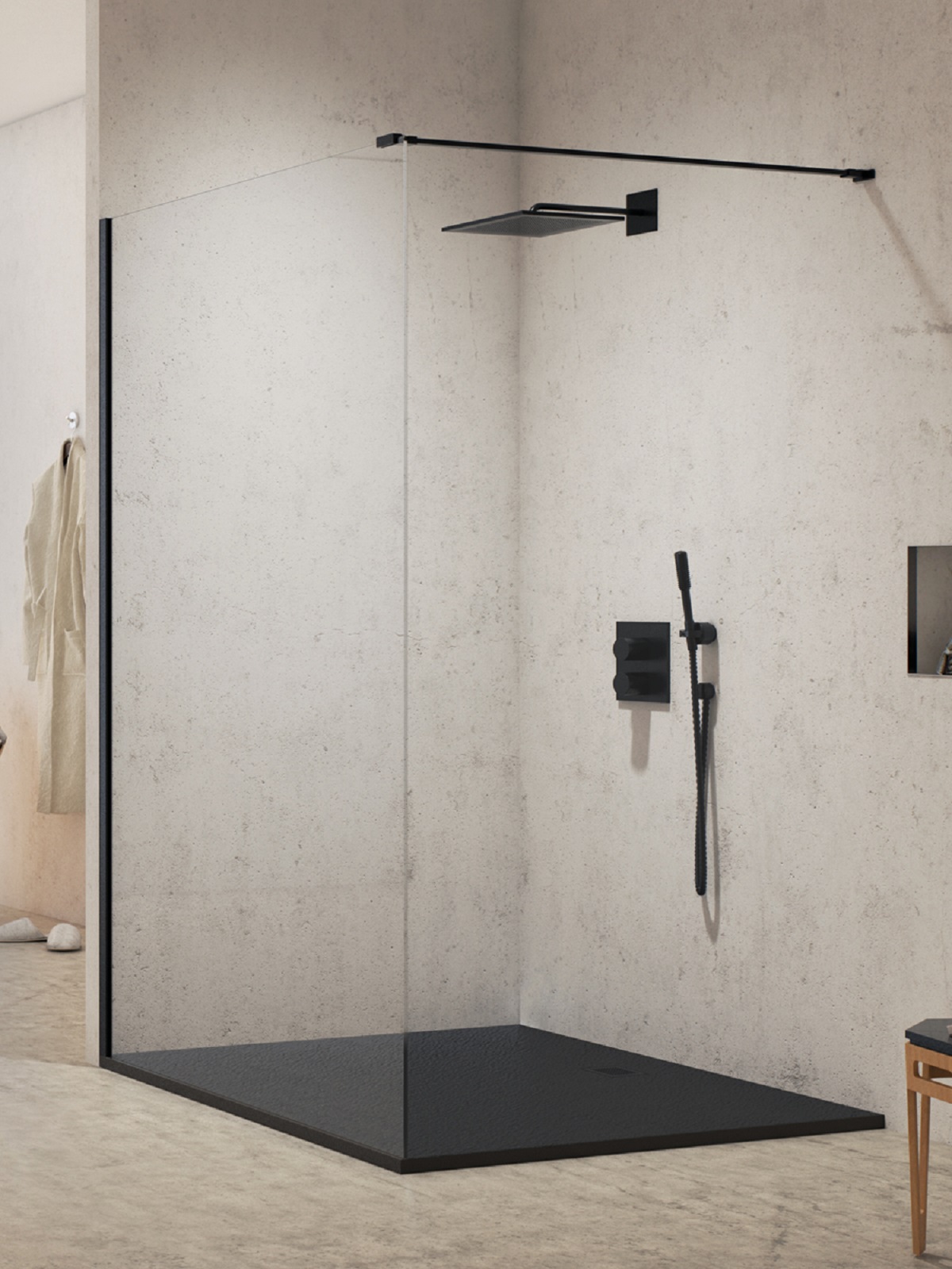 New Trendy New Modus Black sprchová zástěna walk-in 160 cm černá matný/průhledné sklo EXK-5544