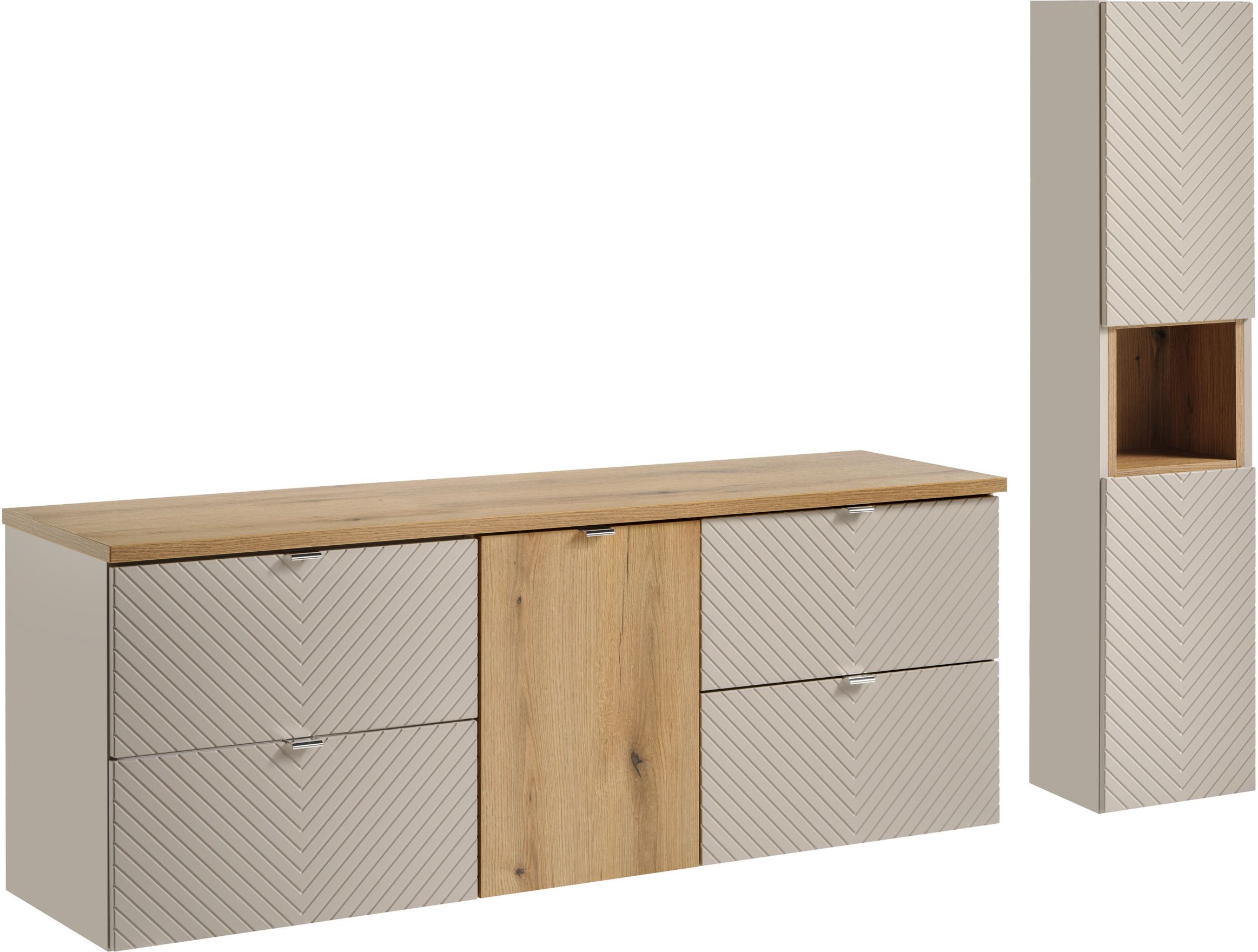 Sada skříňka Comad Viva Cashmere VIVA CASHMERE 82-60-2S, skříňka Comad Viva Cashmere VIVA CASHMERE 80-03-2D, NOVA OAK 81-40-1DK, NOVA OAK A 89-160