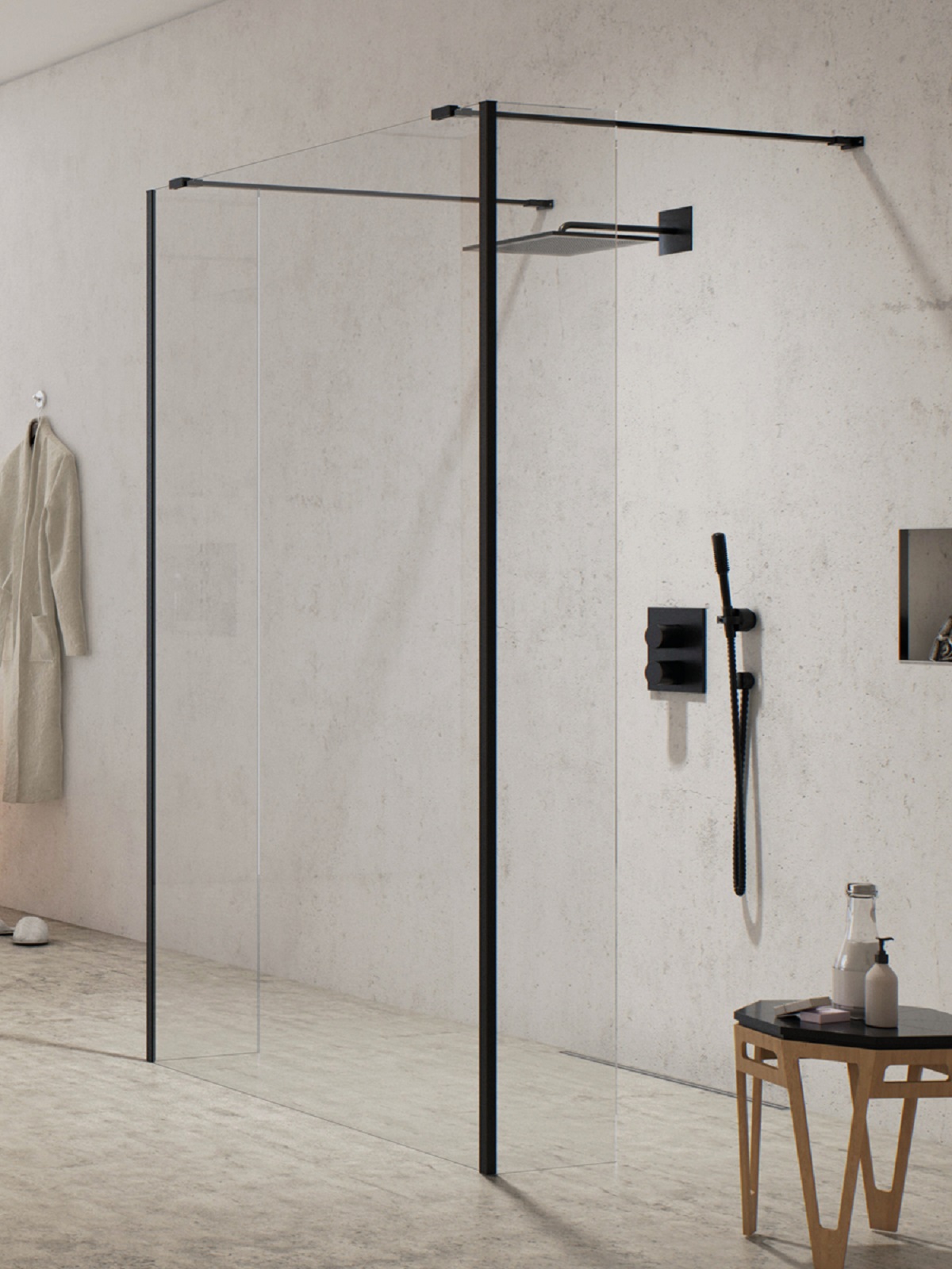 New Trendy New Modus Black sprchová zástěna walk-in 110 cm černá matný/průhledné sklo EXK-5607