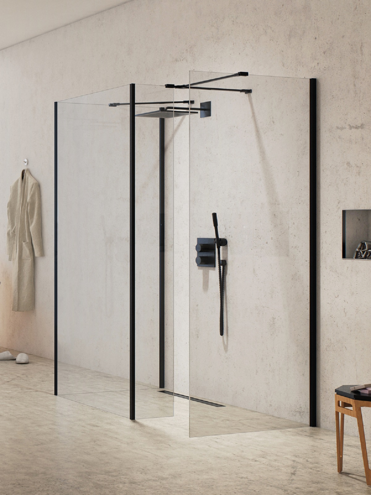 New Trendy New Modus Black sprchová zástěna walk-in 80 cm černá matný/průhledné sklo EXK-5671