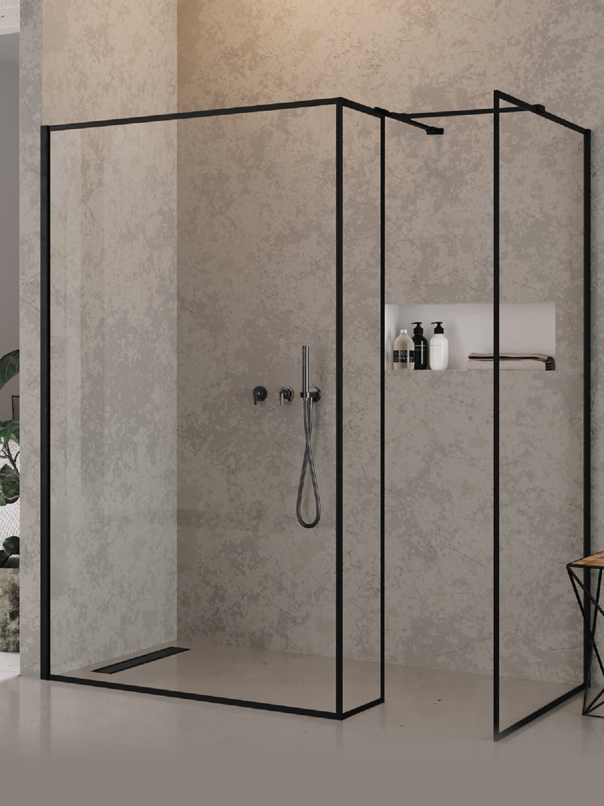 New Trendy New Modus Black sprchová zástěna walk-in 100 cm černá matný/průhledné sklo EXK-5621