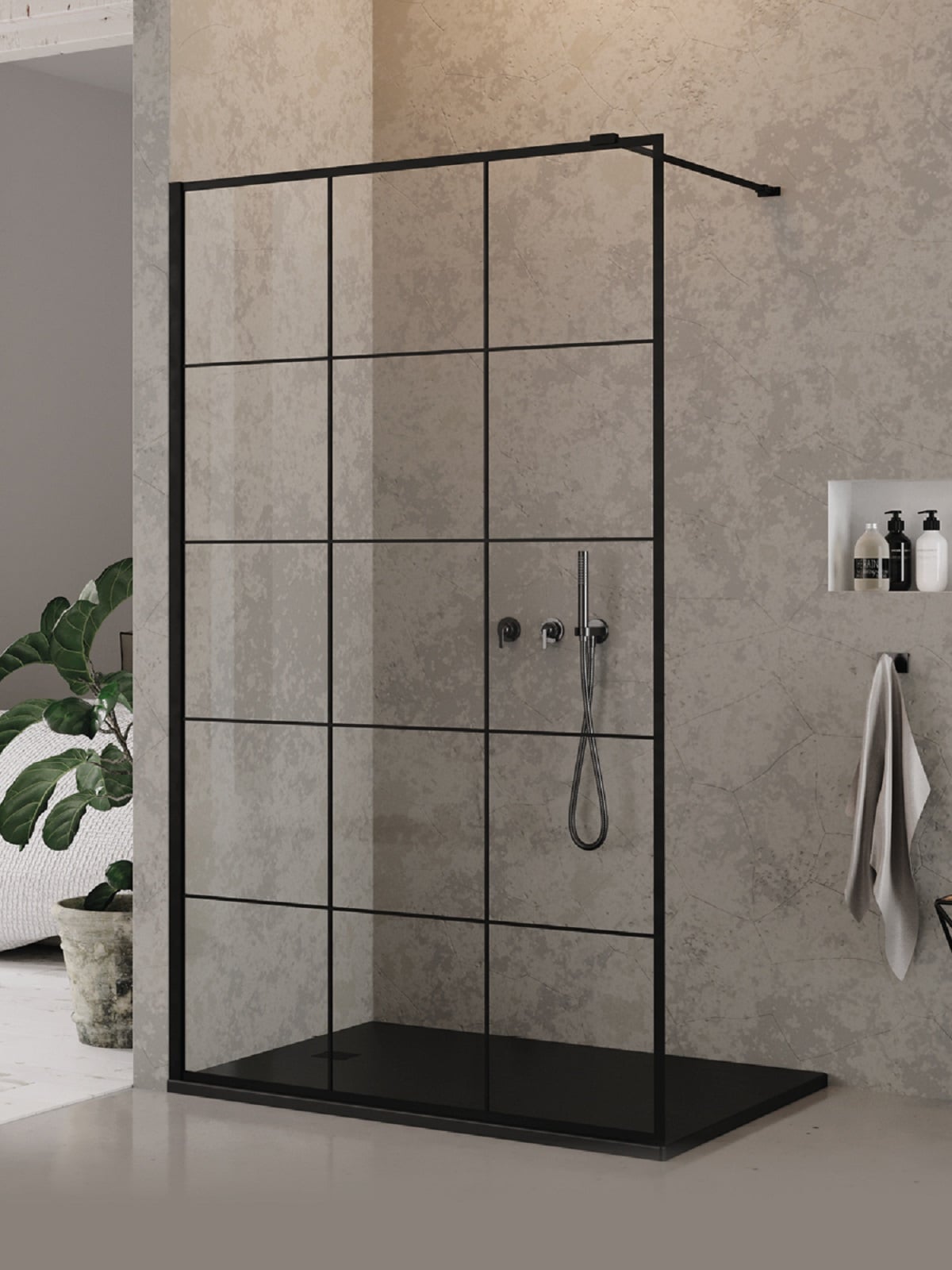 New Trendy New Modus Black sprchová zástěna walk-in 110 cm černá matný/vzorované sklo EXK-5549