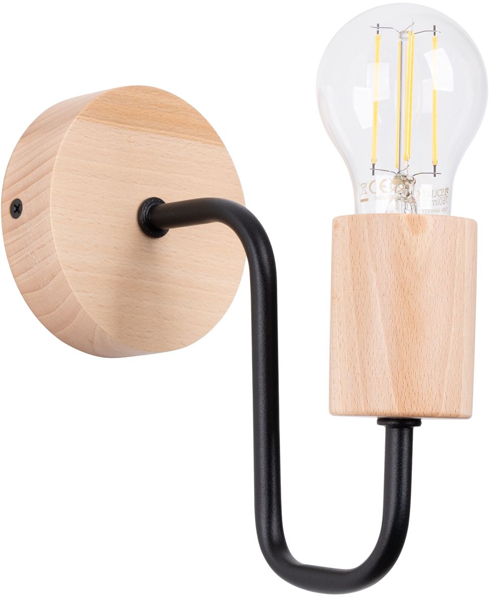 Sollux Lighting Timbo nástěnné svítidlo 1x15 W černá-dřevo SL.1668