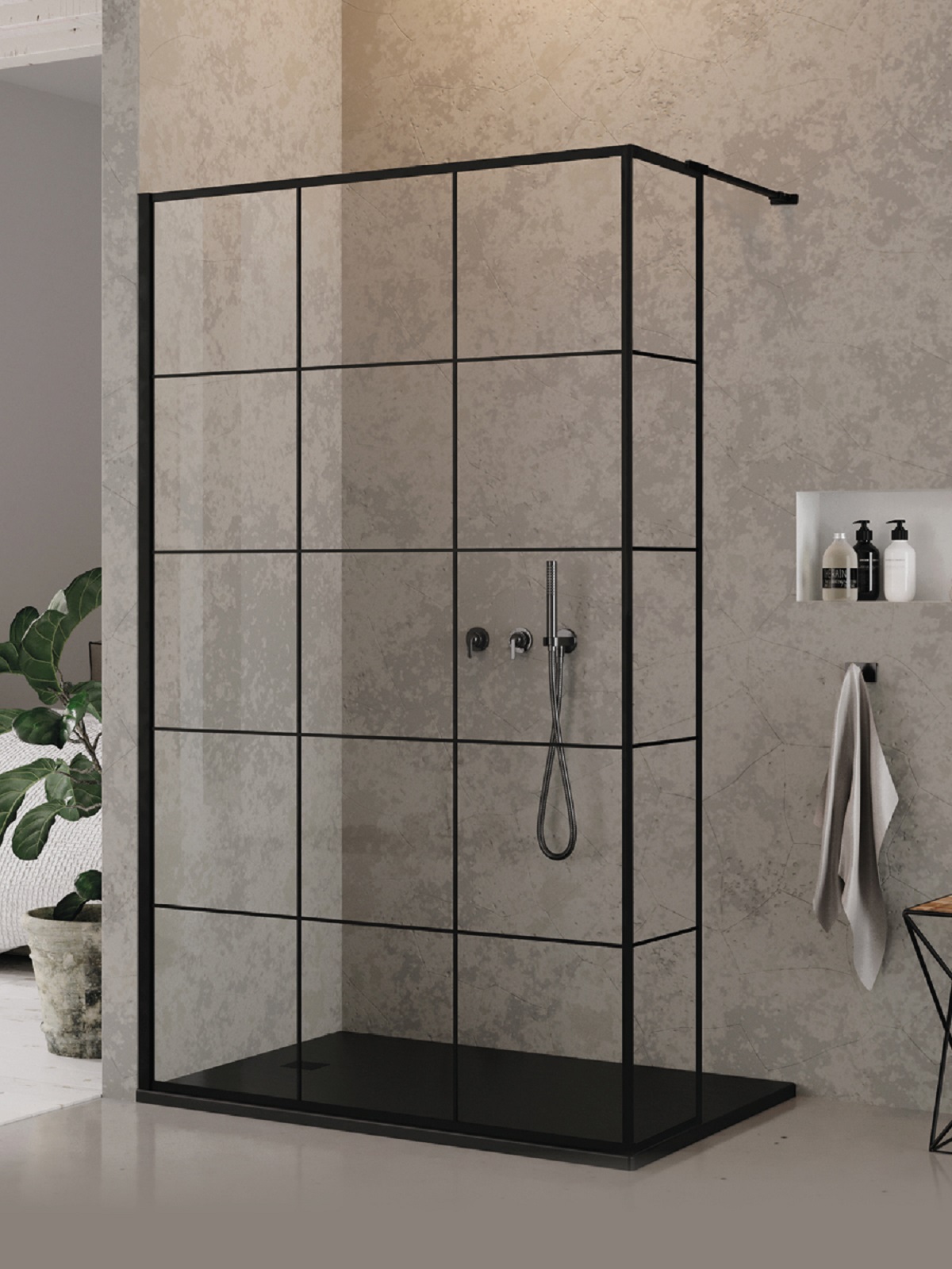 New Trendy New Modus Black sprchová zástěna walk-in 90 cm černá matný/průhledné sklo EXK-5574